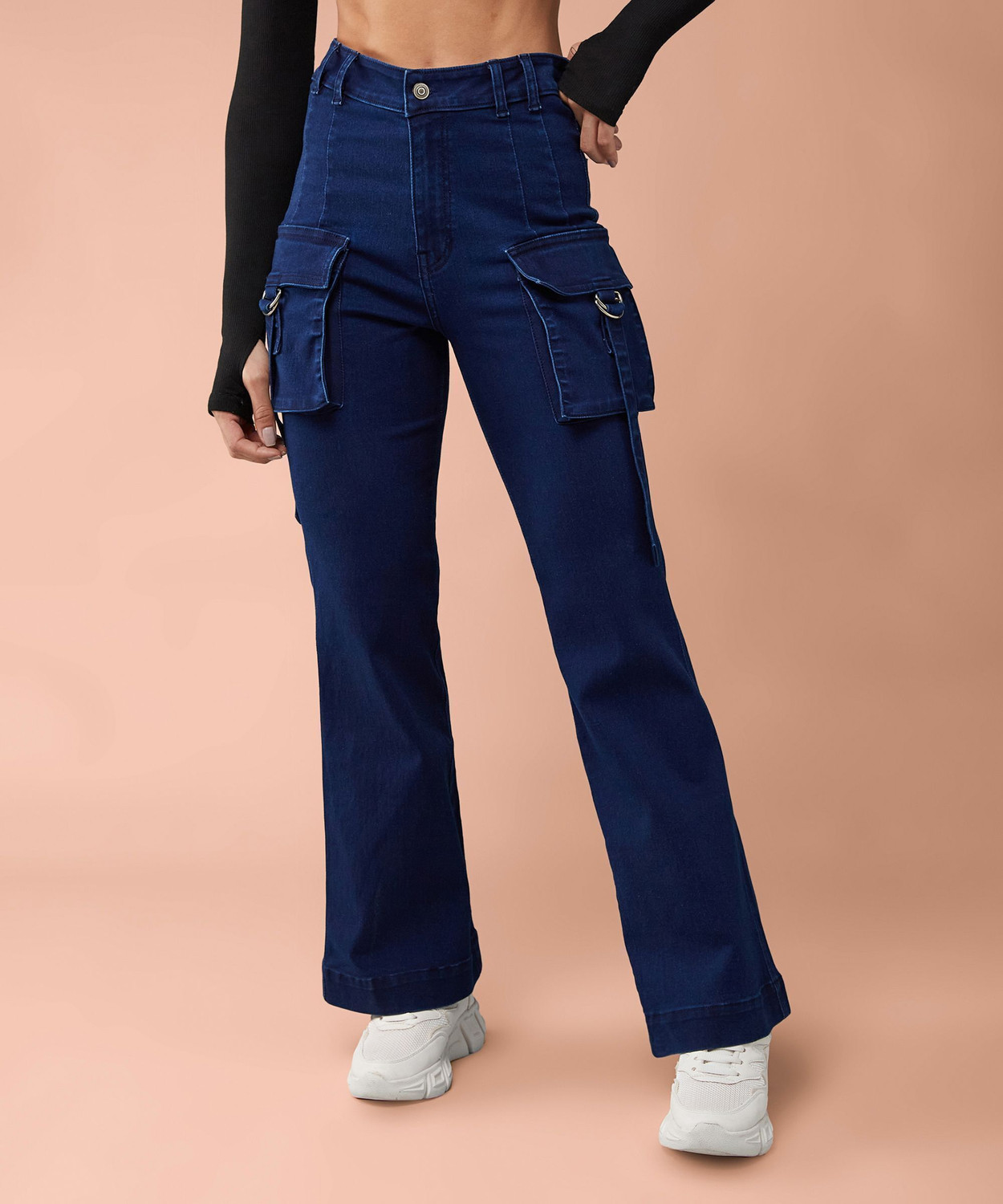 Image of DOLCE CRUDO Flared Women Blue Jeans