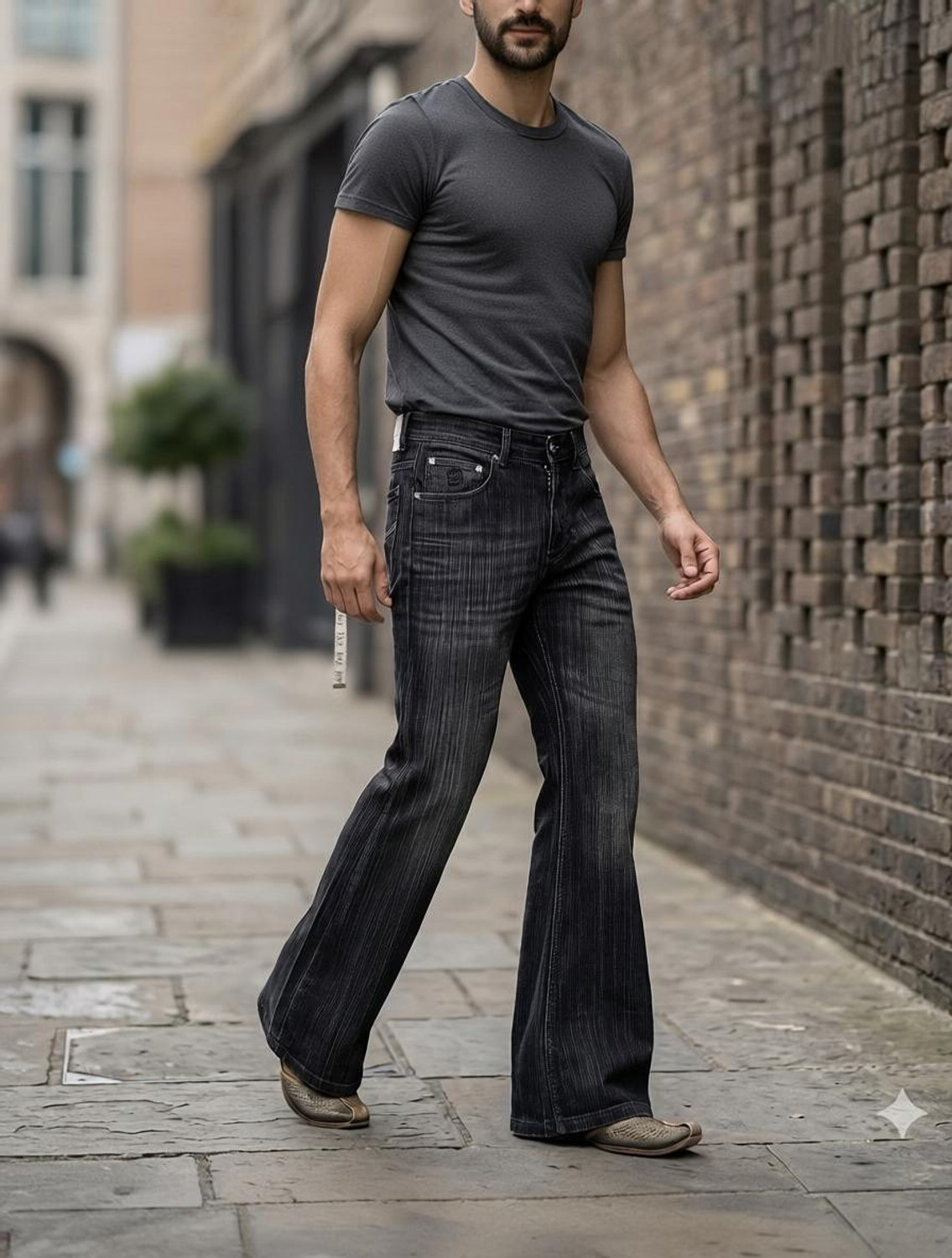 Image of APJ GARMENTS Boot-Leg Men Dark Grey Jeans