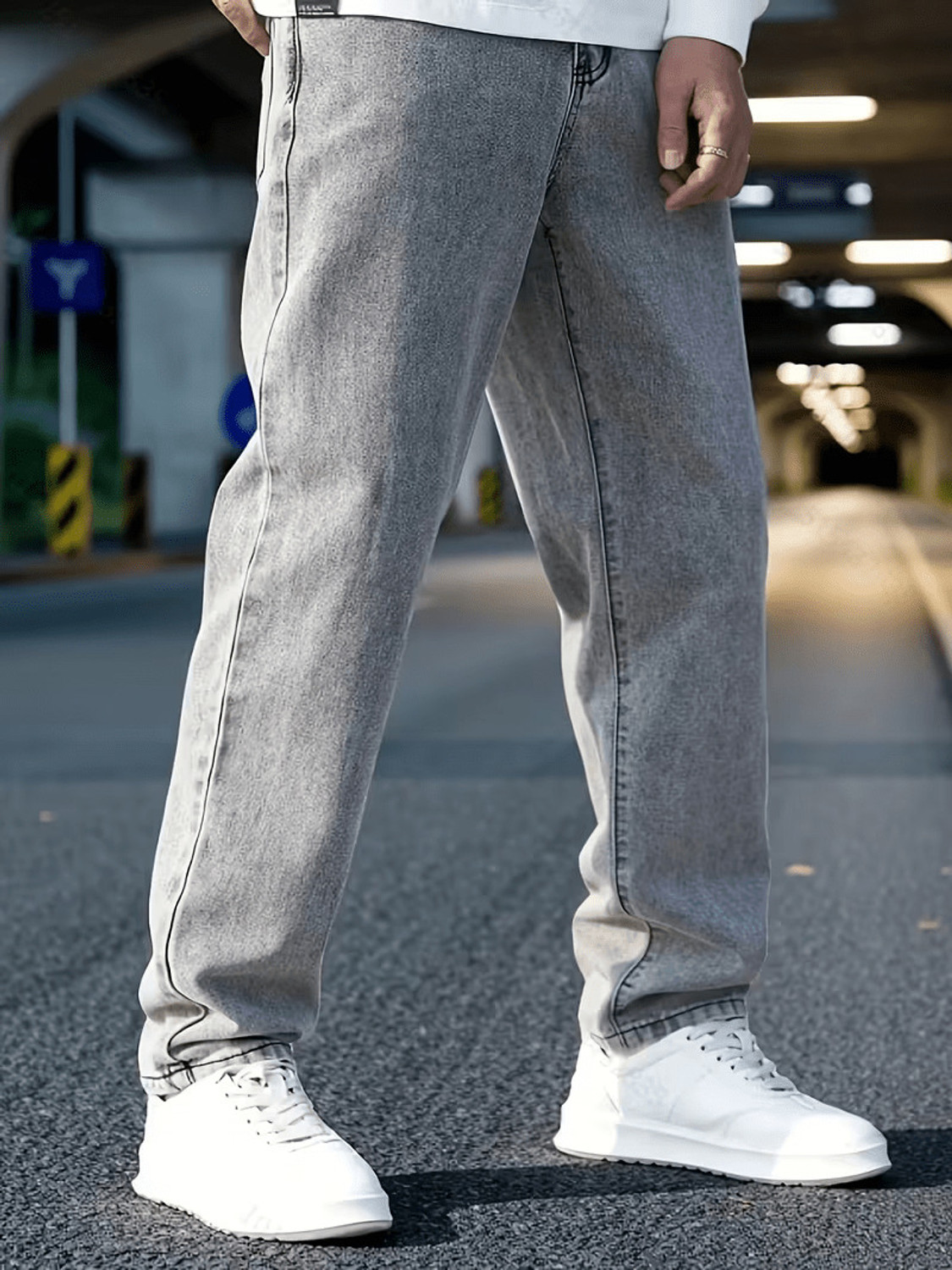 Image of DENIM4MEN Straight Fit Men Grey Jeans