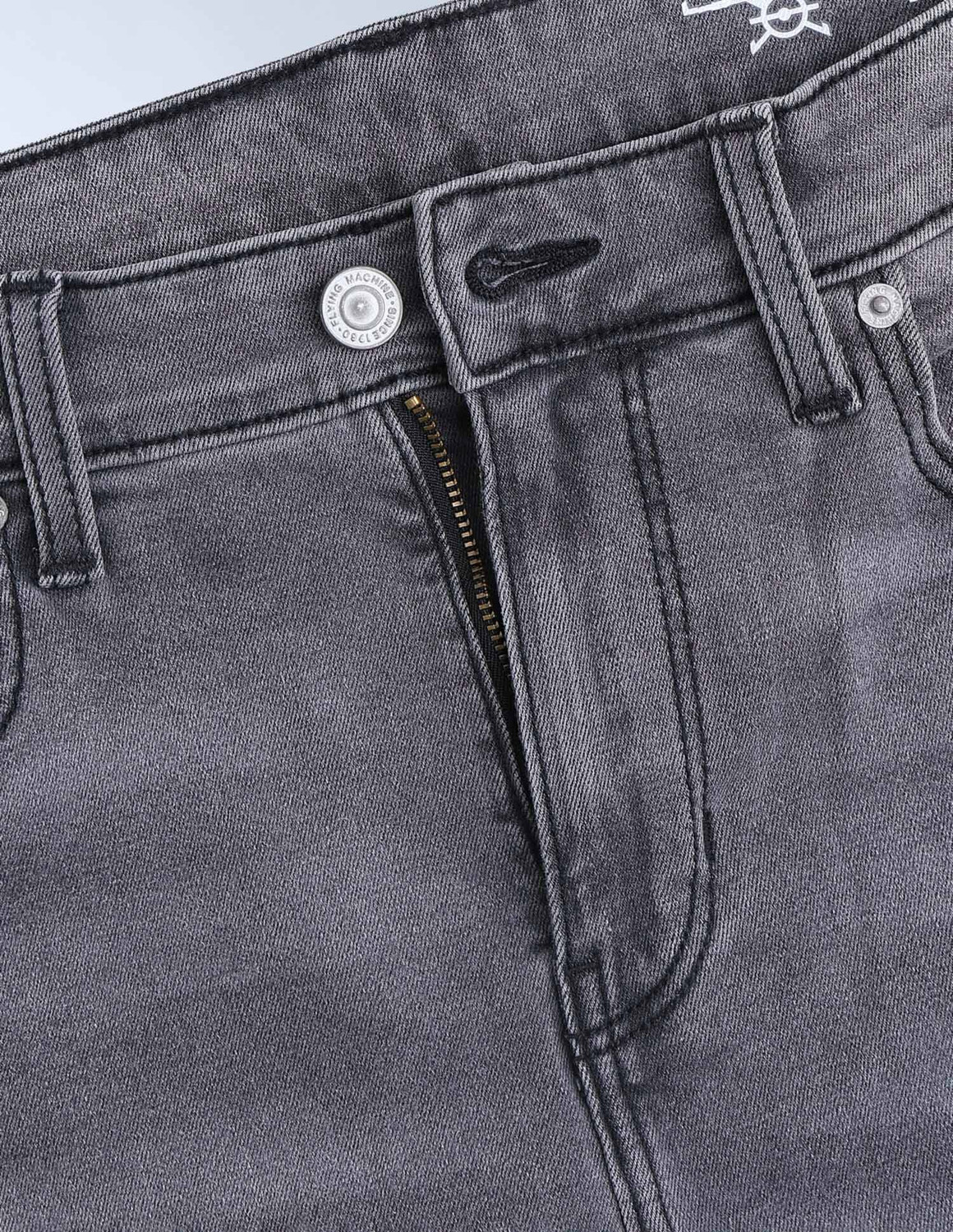 Image of FLYING MACHINE Tapered Fit Men Grey Jeans