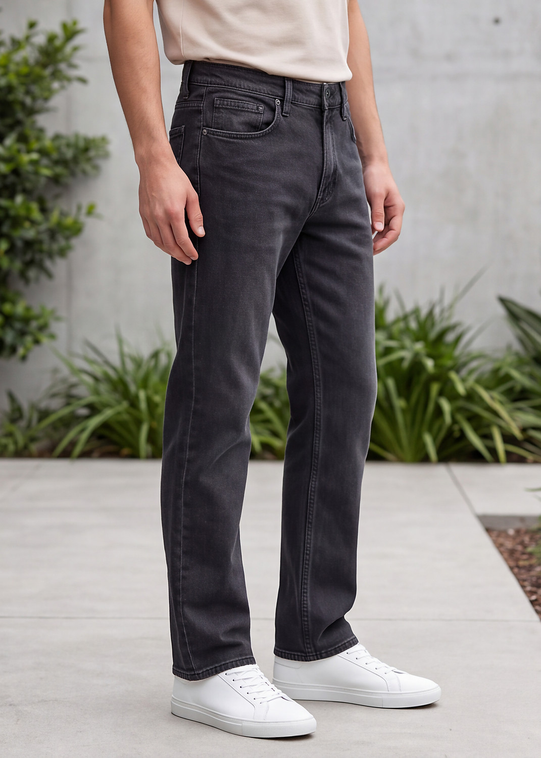 Image of LAWMAN Men Straight Fit Mid Rise Grey Jeans