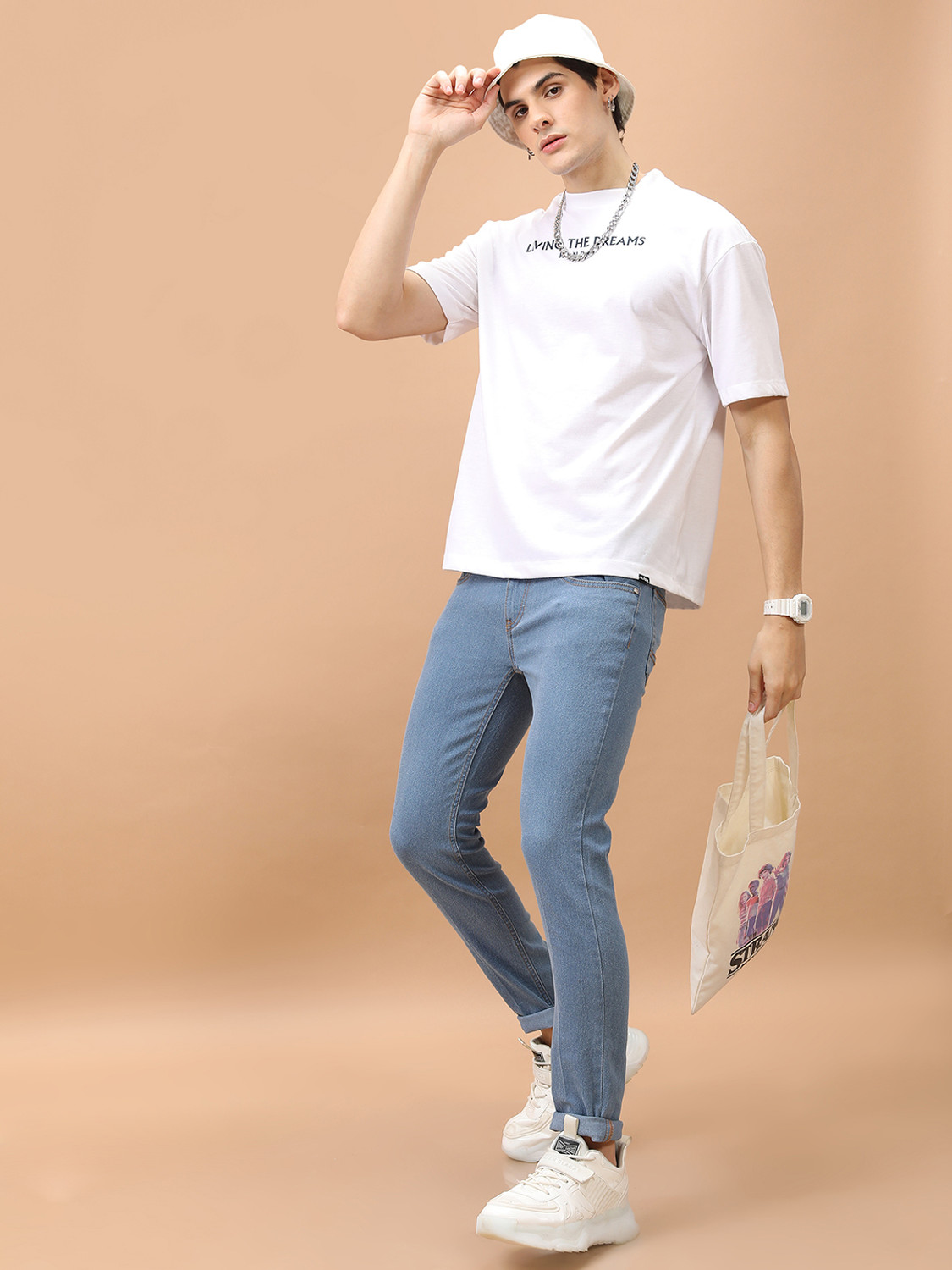 Image of HIGHLANDER Men Skinny Mid Rise Light Blue Jeans