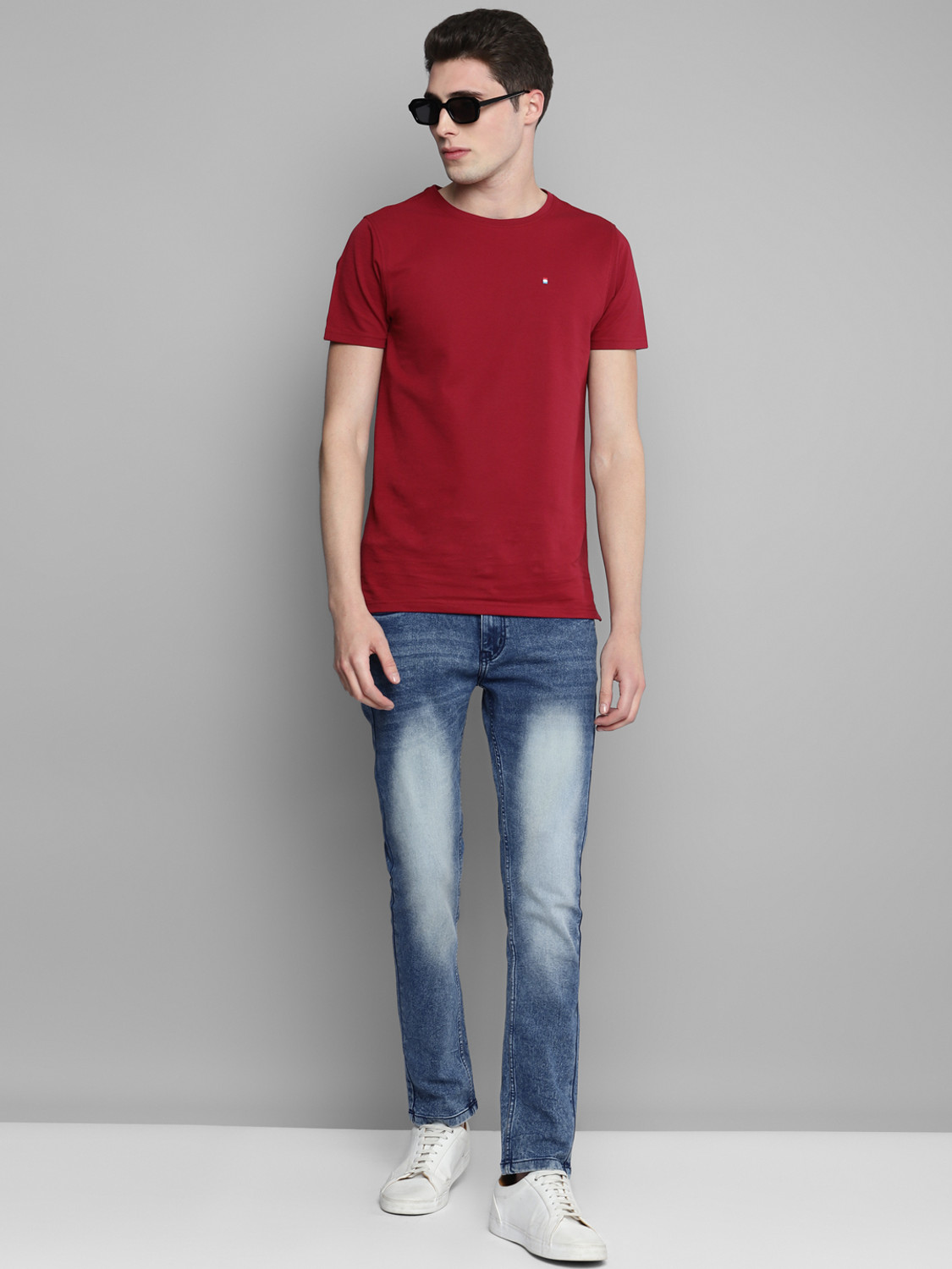 Image of Allen Cooper Comfortable Slim Mid Rise Stretchable Slim Men Blue Jeans