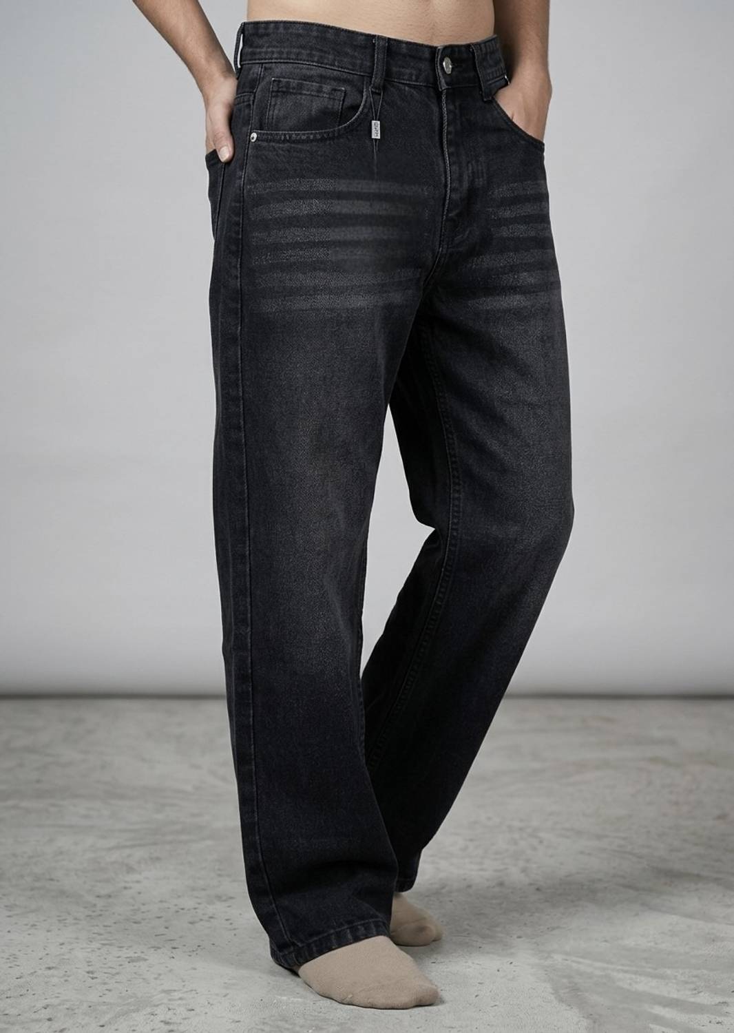 EATHIC Straight Fit Black Jeans - Image 1