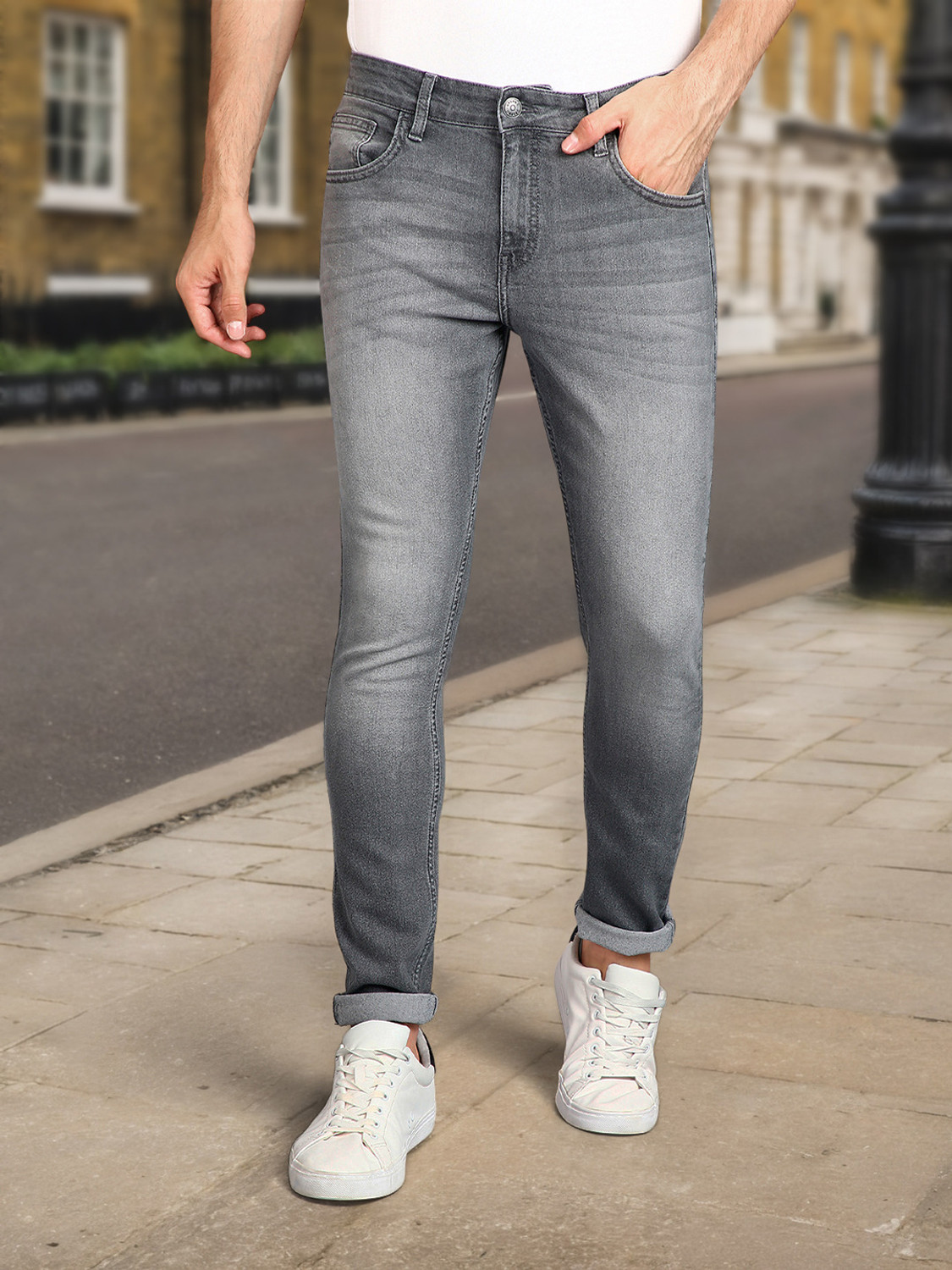 Image of Urbano Fashion Regular Men Dark Grey Jeans
