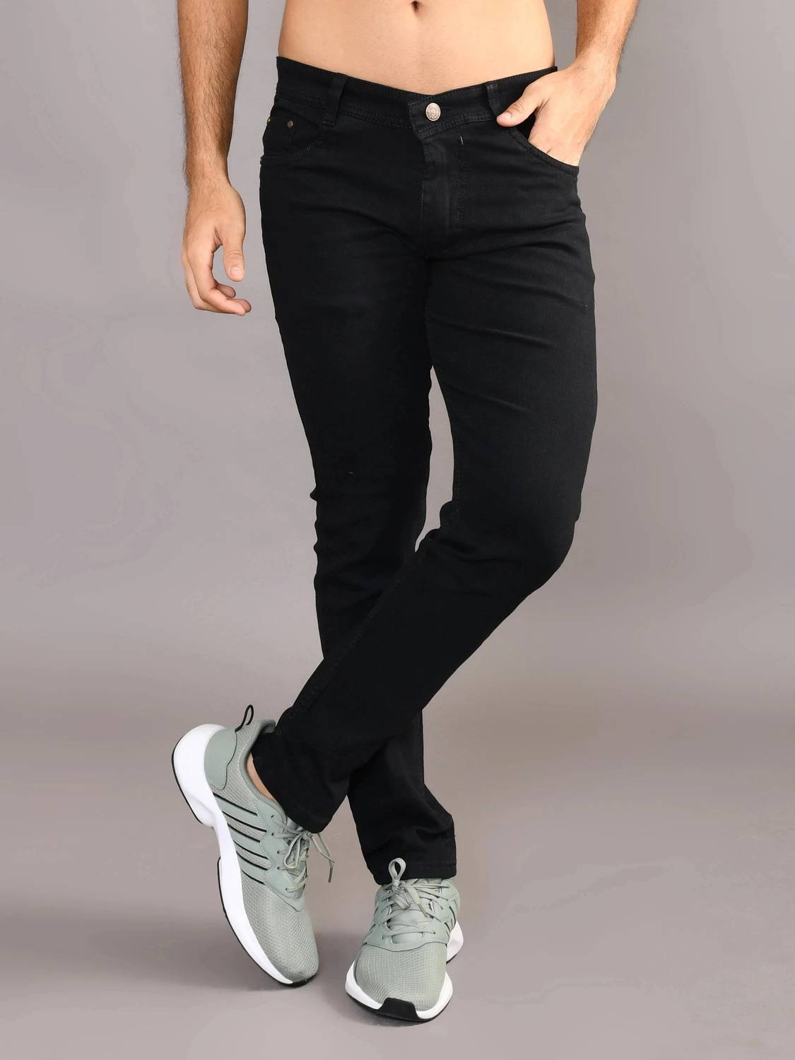 Lzard Men Regular Mid Rise Black Jeans