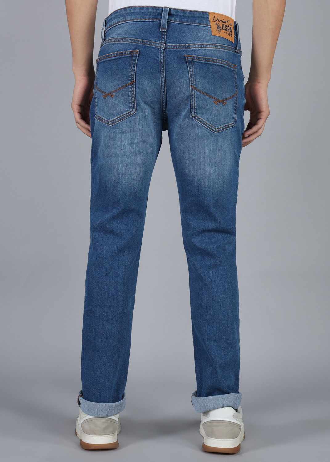 Image of U.S. Polo Assn. Denim Co. Men Tapered Fit Mid Rise Blue Jeans