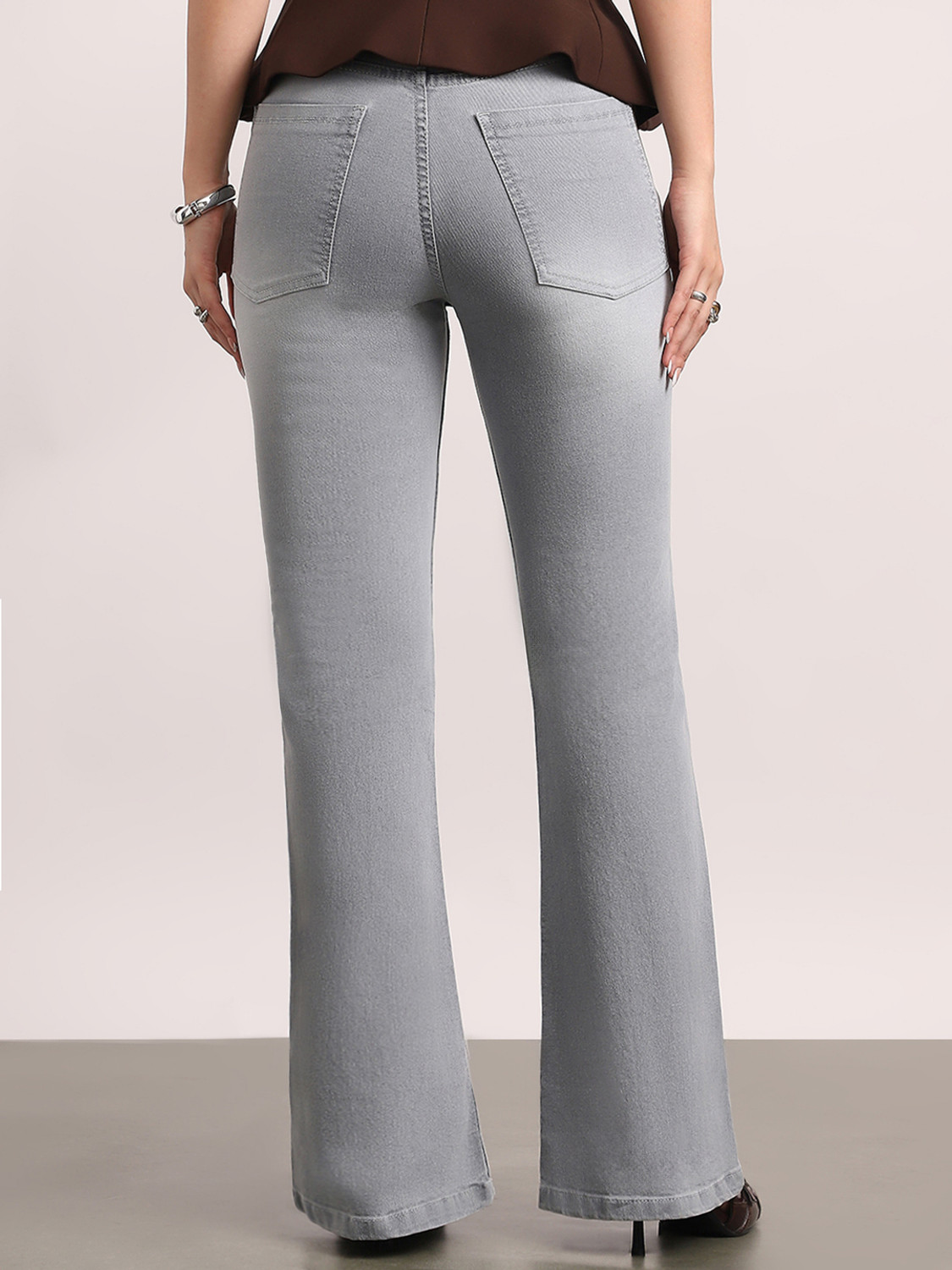 Image of Urbano Fashion Boot-Leg Women Grey Jeans