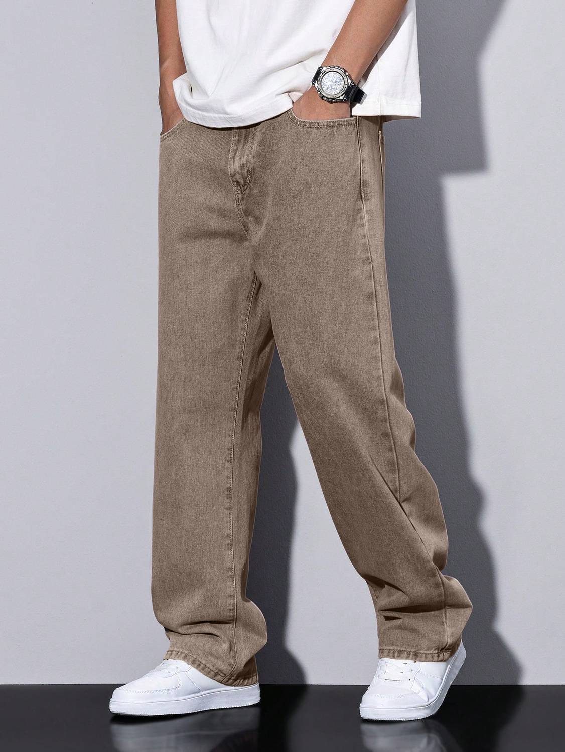 Plus91 Loose Fit Men Brown Jeans - Image 3