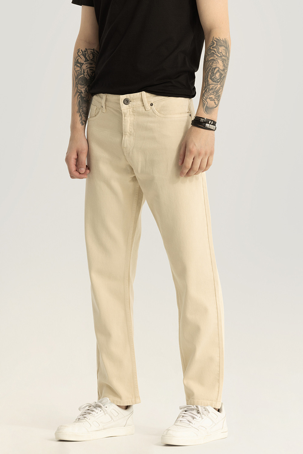 Image of Snitch Boyfriend Men Beige Jeans