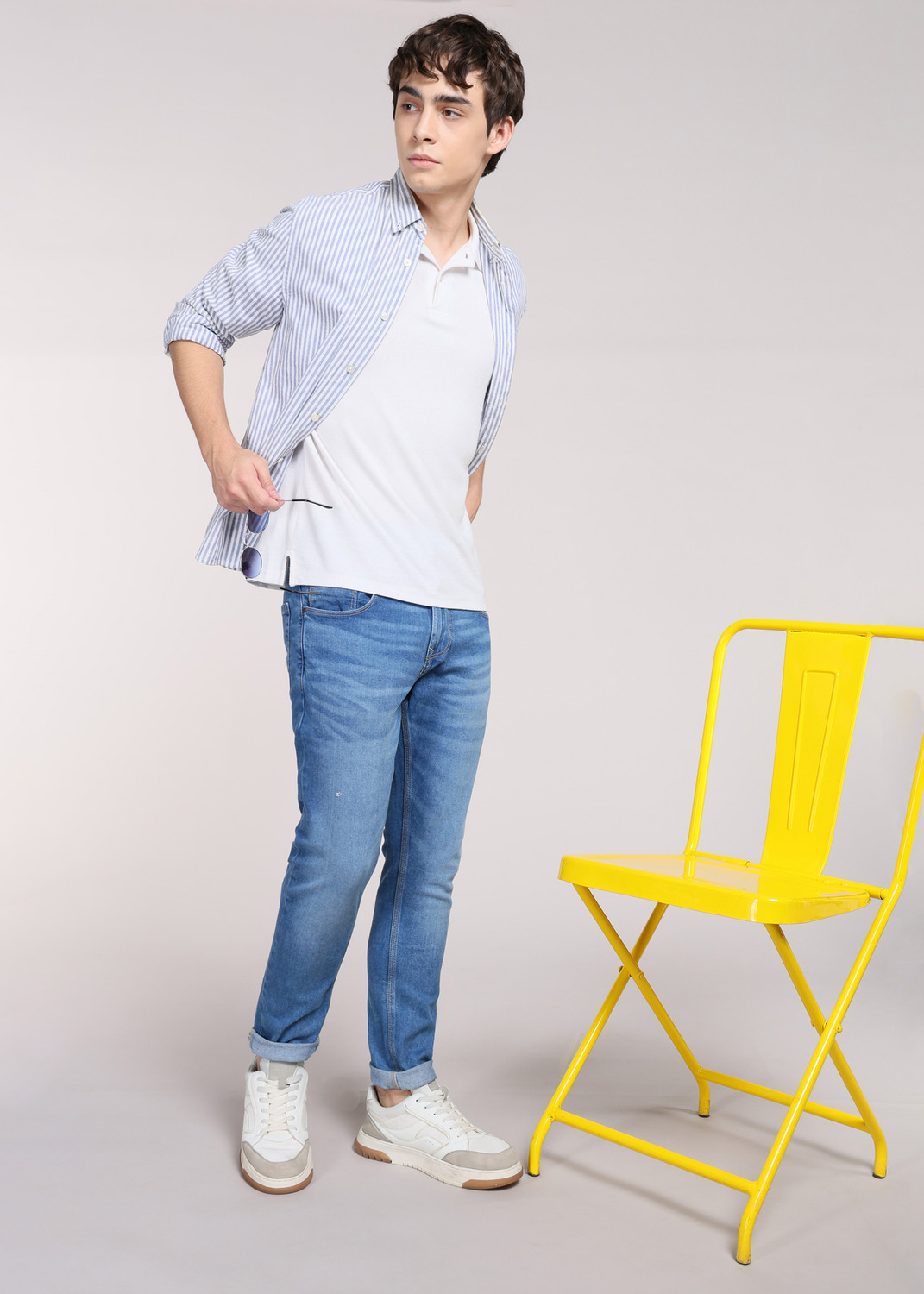 Image of Spykar Men Slim Mid Rise Blue Jeans