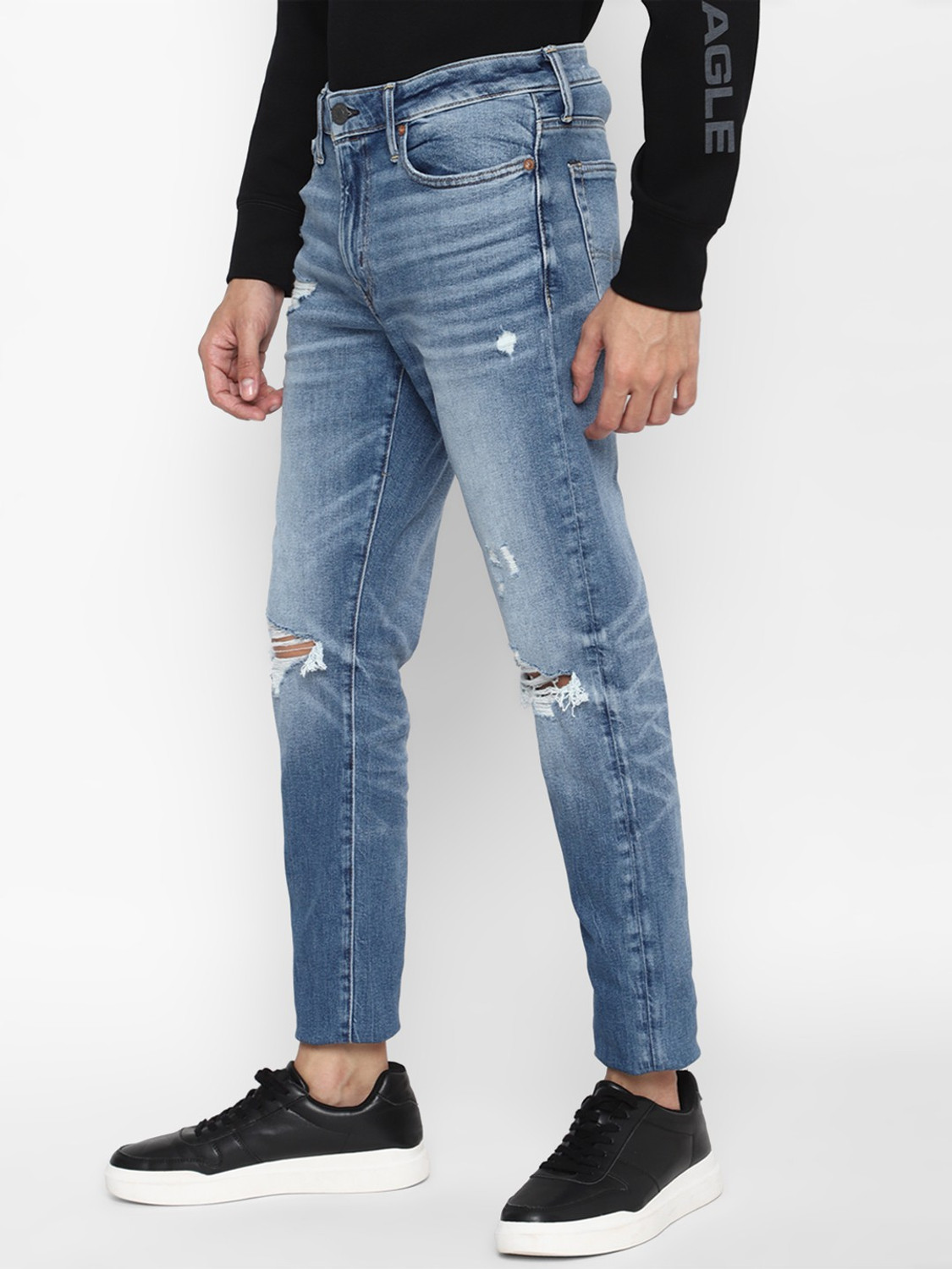 Image of American Eagle Outfitters Men Regular Mid Rise Dark Blue Jeans