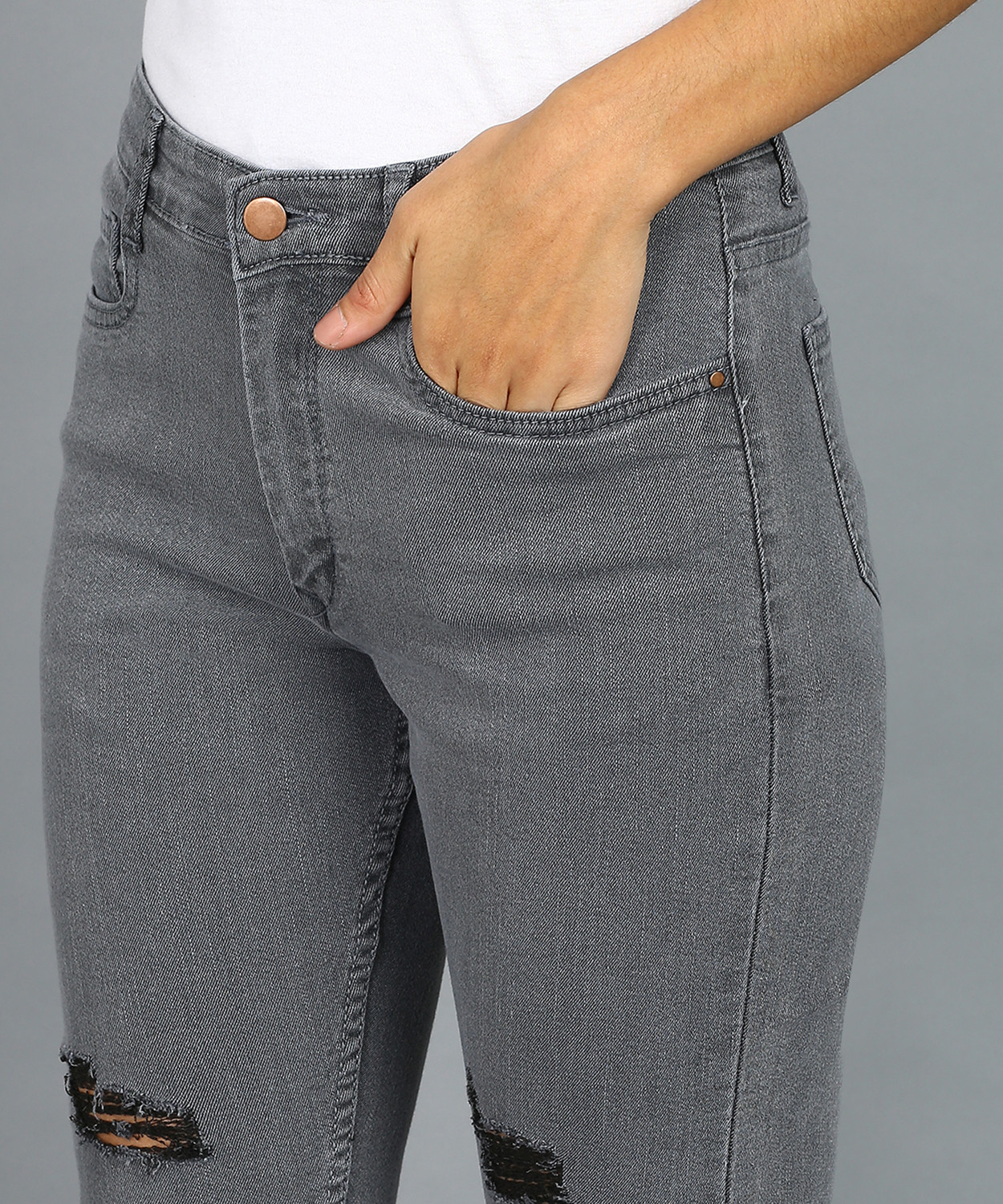 Image of Urbano Fashion Skinny Women Grey Jeans