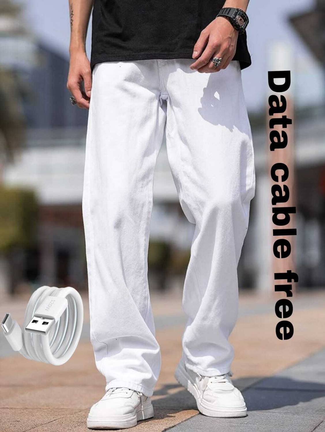 CABRRR Loose Fit Men White Jeans - Image 3