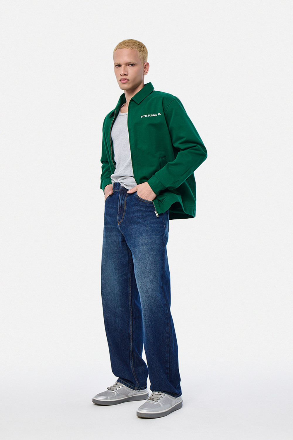 Image of Snitch Baggy Fit Men Blue Jeans