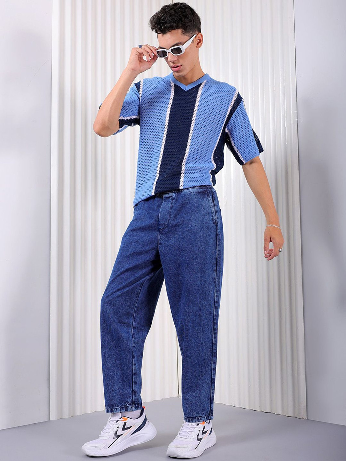 Image of The Indian Garage Co. Loose Fit Men Blue Jeans