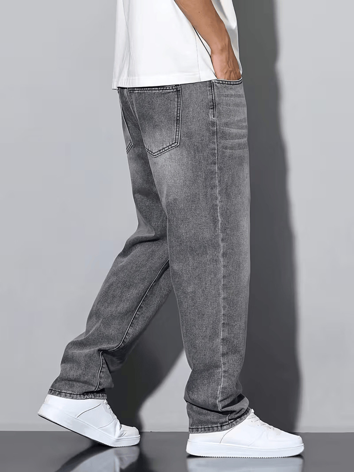 Image of JAARA Straight Fit Men Grey Jeans