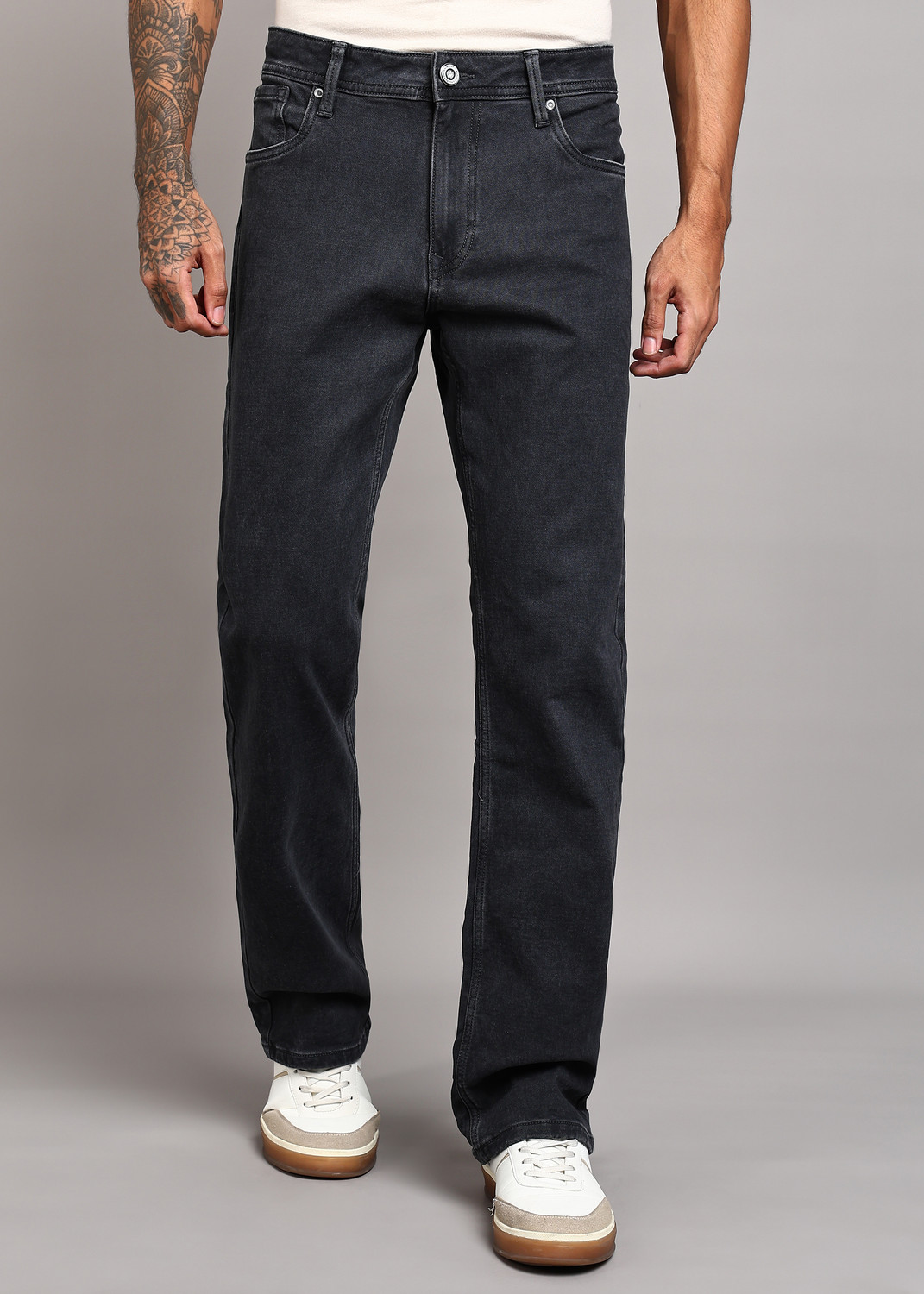Image of INTEGRITI Men Boot-Leg Mid Rise Grey Jeans