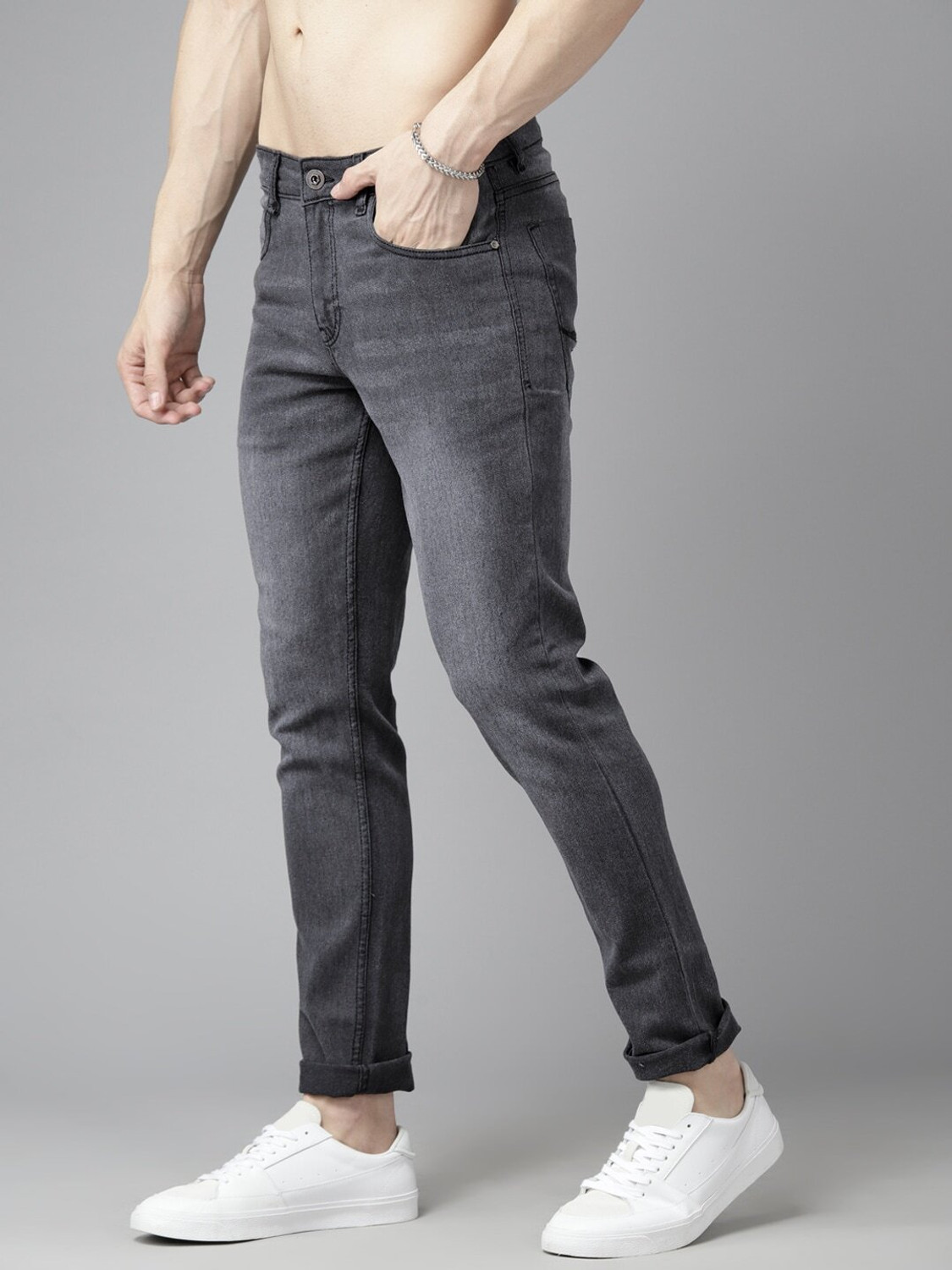 Image of Roadster Tapered Fit Men Black Jeans