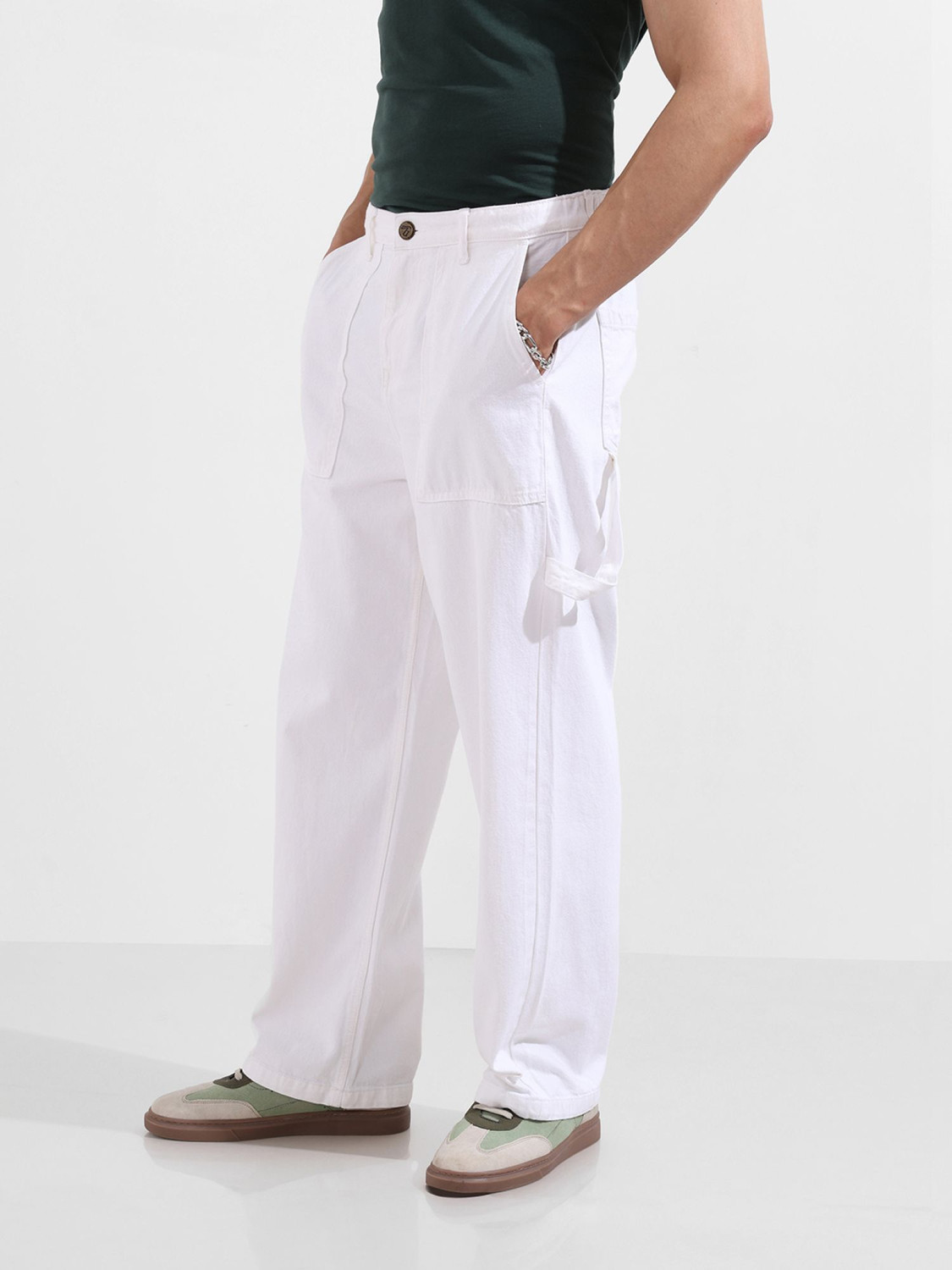 Image of The Indian Garage Co. Relaxed Fit Men White Jeans