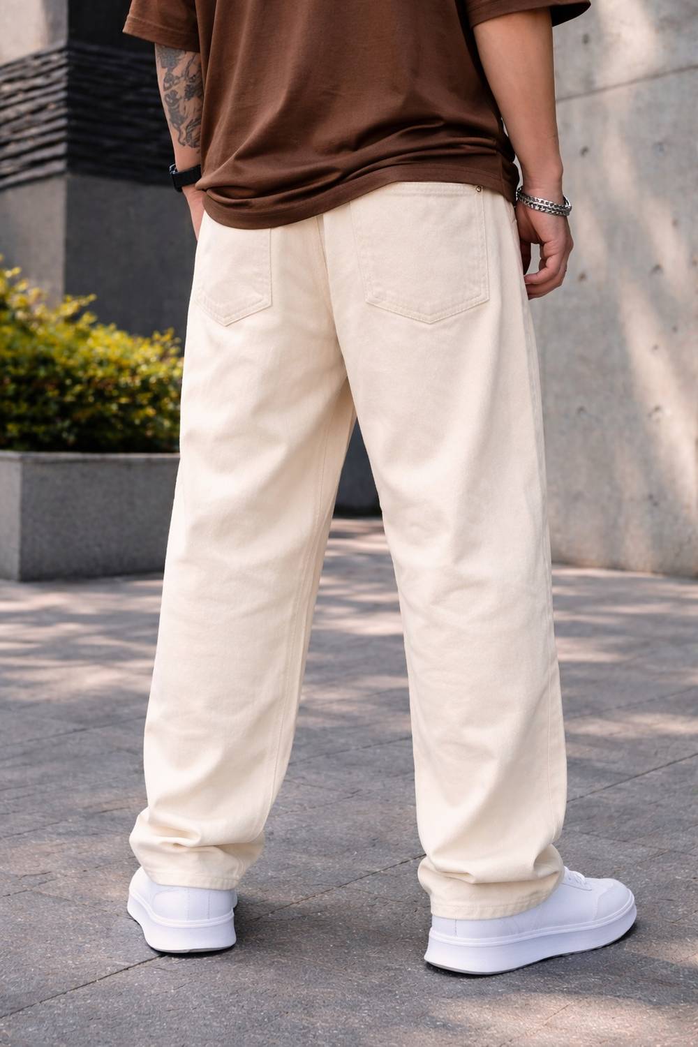 WAYKING Loose Fit Men Beige Jeans - Image 2