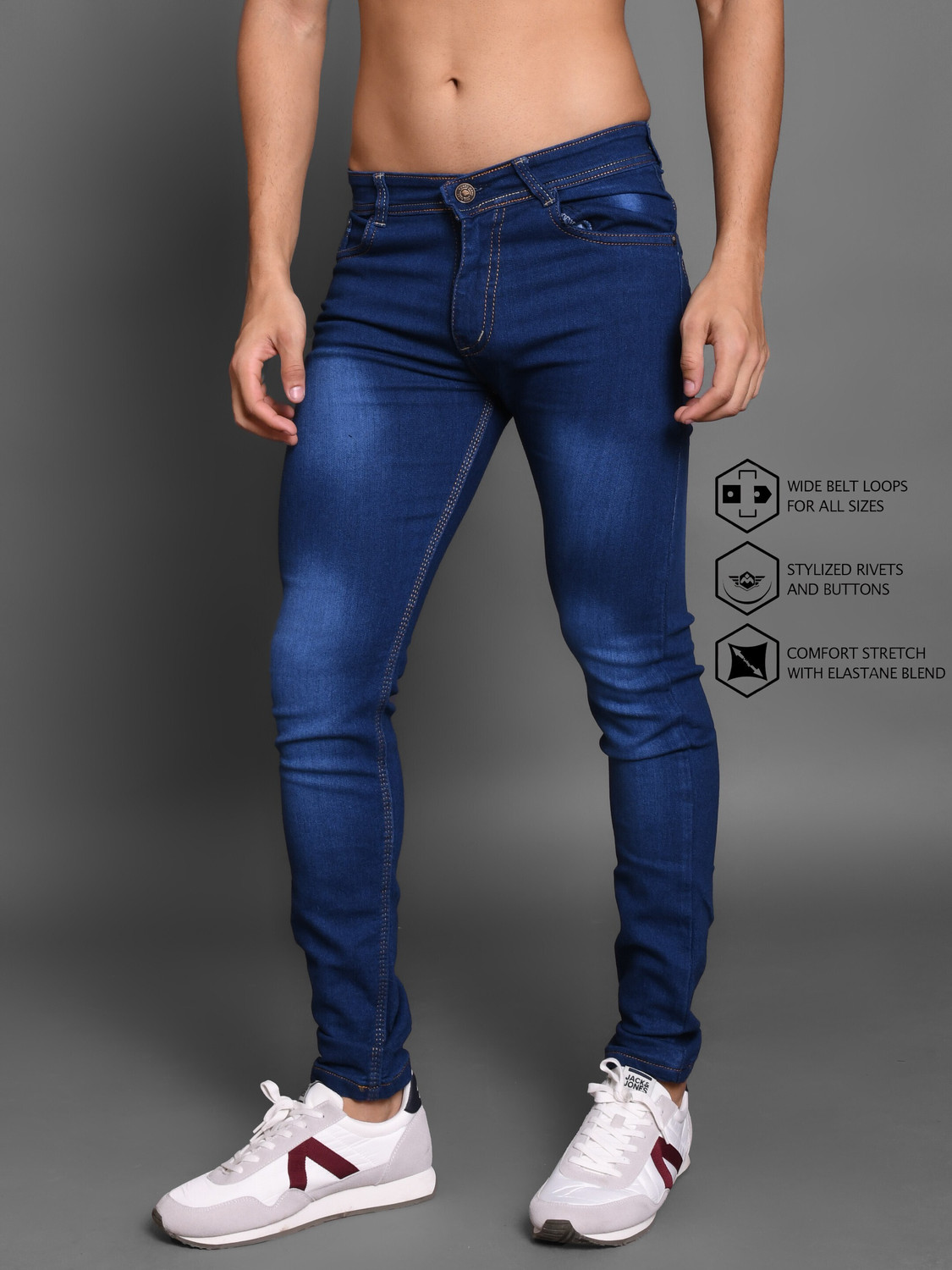 Image of Lzard Slim Men Dark Blue Jeans