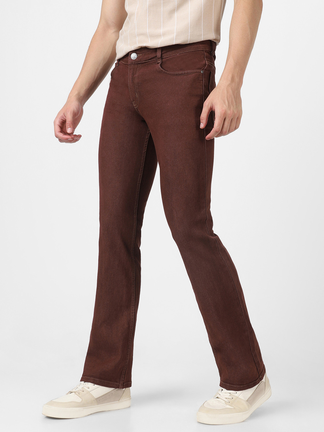 Image of Urbano Fashion Boot-Leg Men Brown Jeans