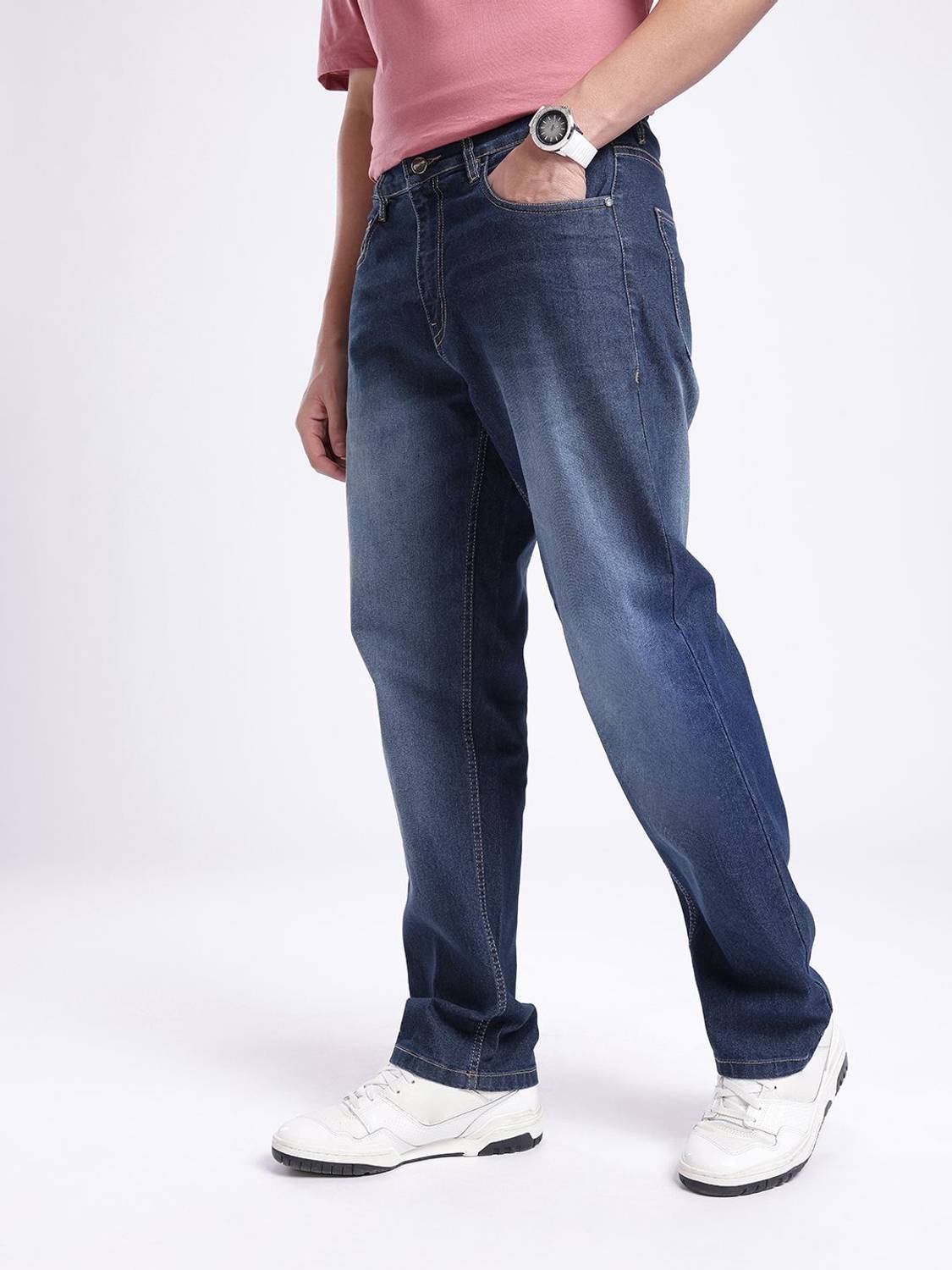Glitchez Relaxed Fit Men Blue Jeans - Image 2