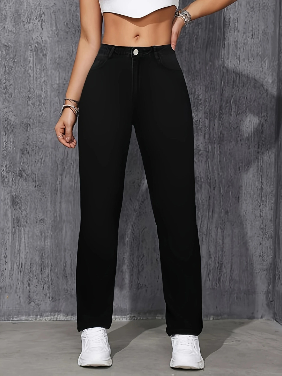 Image of GLOBENAUT Straight Fit Women Black Jeans