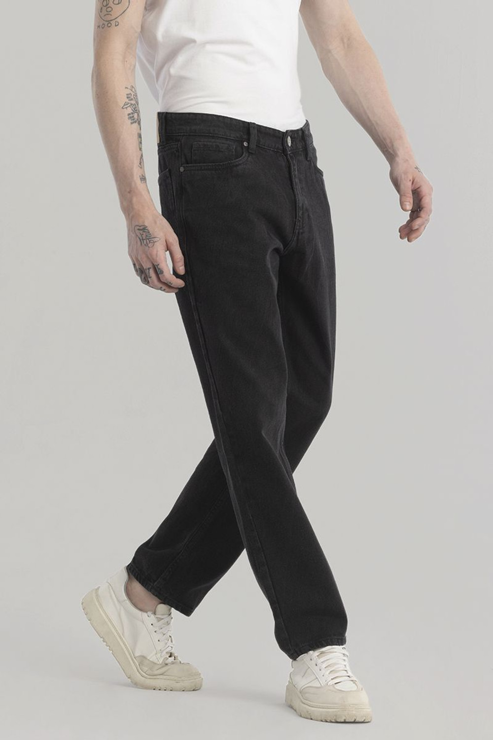 Image of Snitch Relaxed Fit Men Grey Jeans