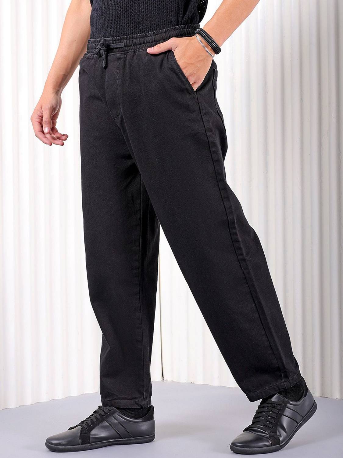 The Indian Garage Co. Loose Fit Men Black Jeans - Image 1