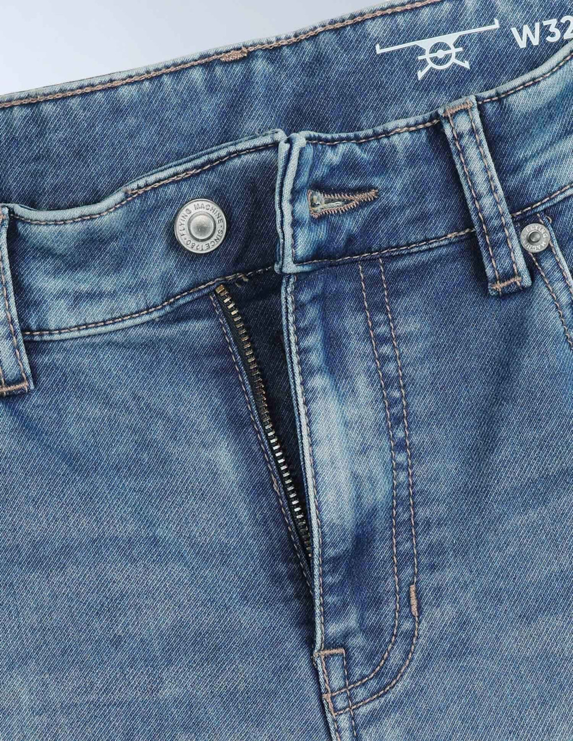 Image of FLYING MACHINE Tapered Fit Men Blue Jeans