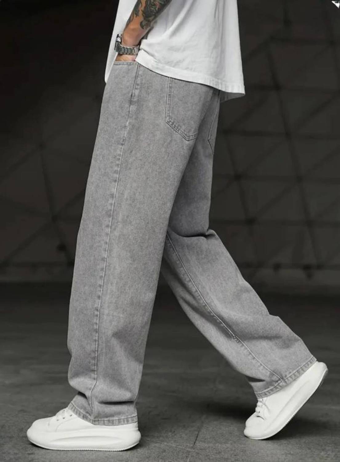 RIFA Loose Fit Men Grey Jeans - Image 4