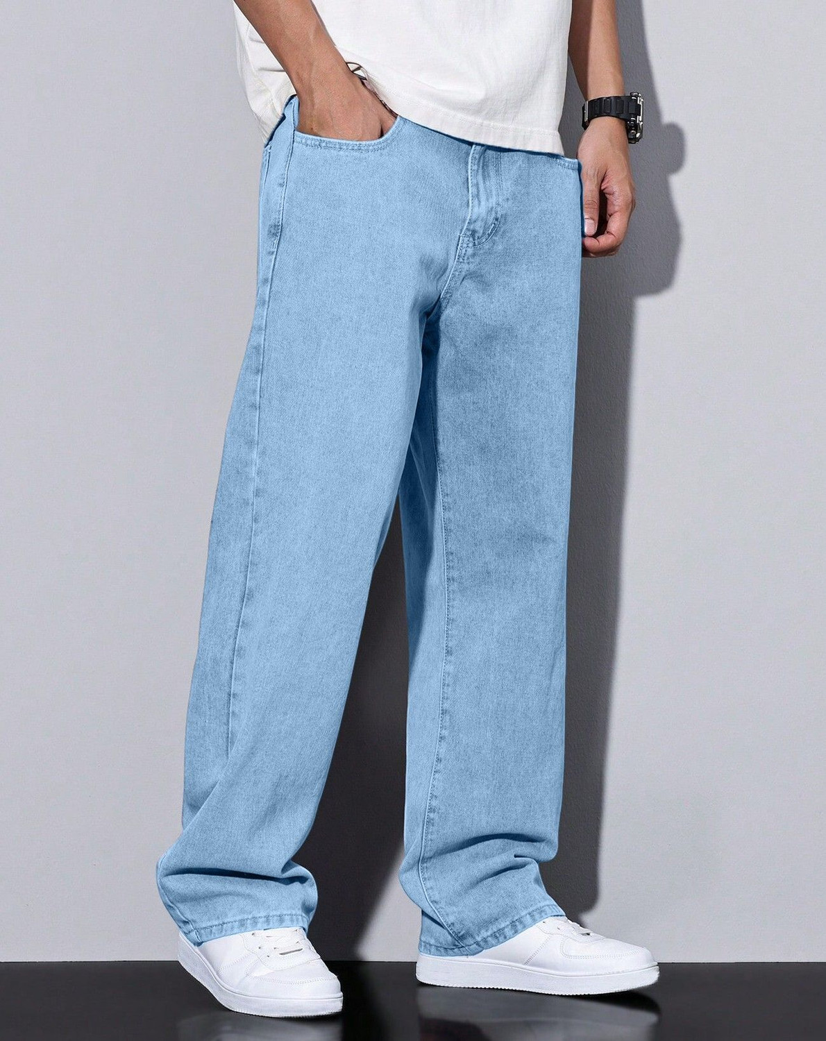 Image of Plus91 Straight Fit Men Light Blue Jeans