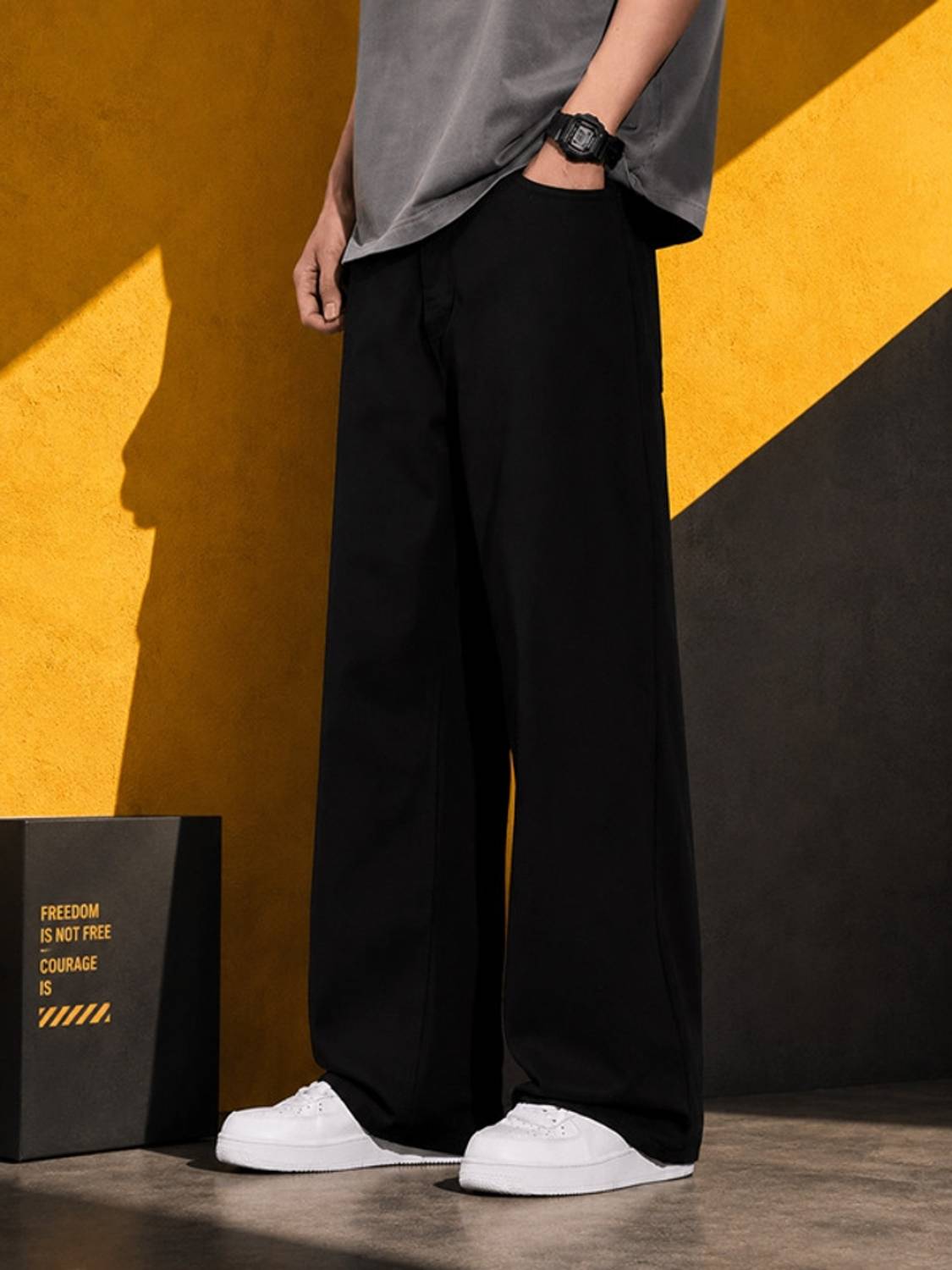 AzureAttire Straight Fit Men Black Jeans
