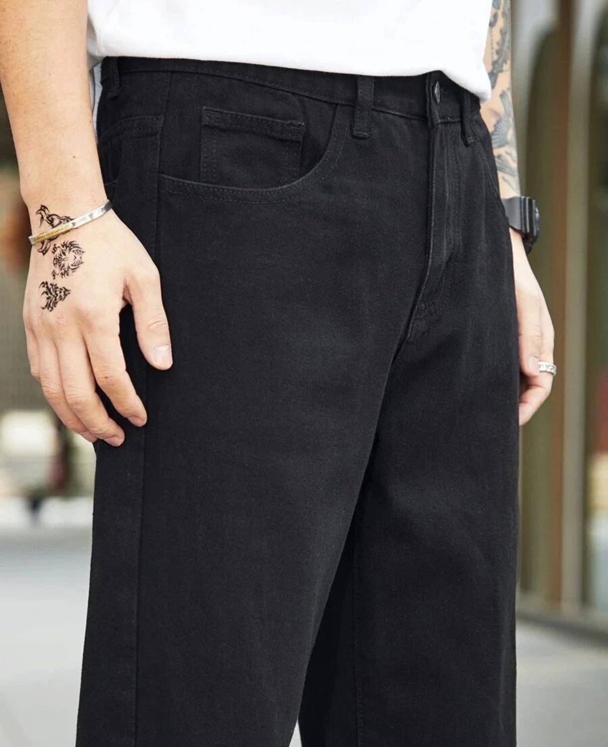 DENIM LOOK Loose Fit Men Black Jeans - Image 5