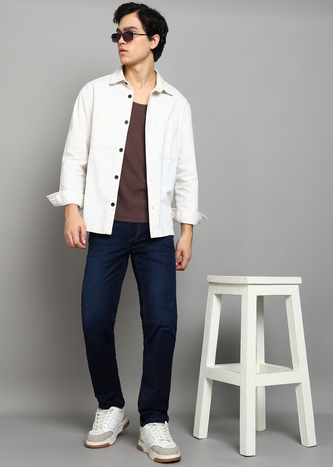 Image of KILLER Men Slim Mid Rise Dark Blue Jeans