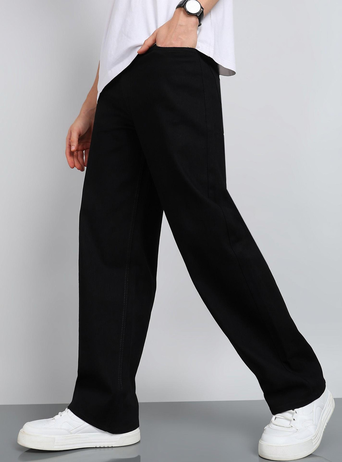 Image of JAAR FASHION Loose Fit Men Black Jeans