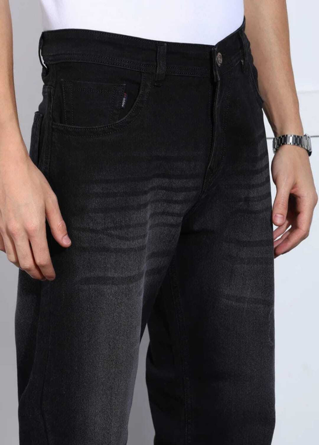 Image of RKDENIM Straight Fit Men Black Jeans