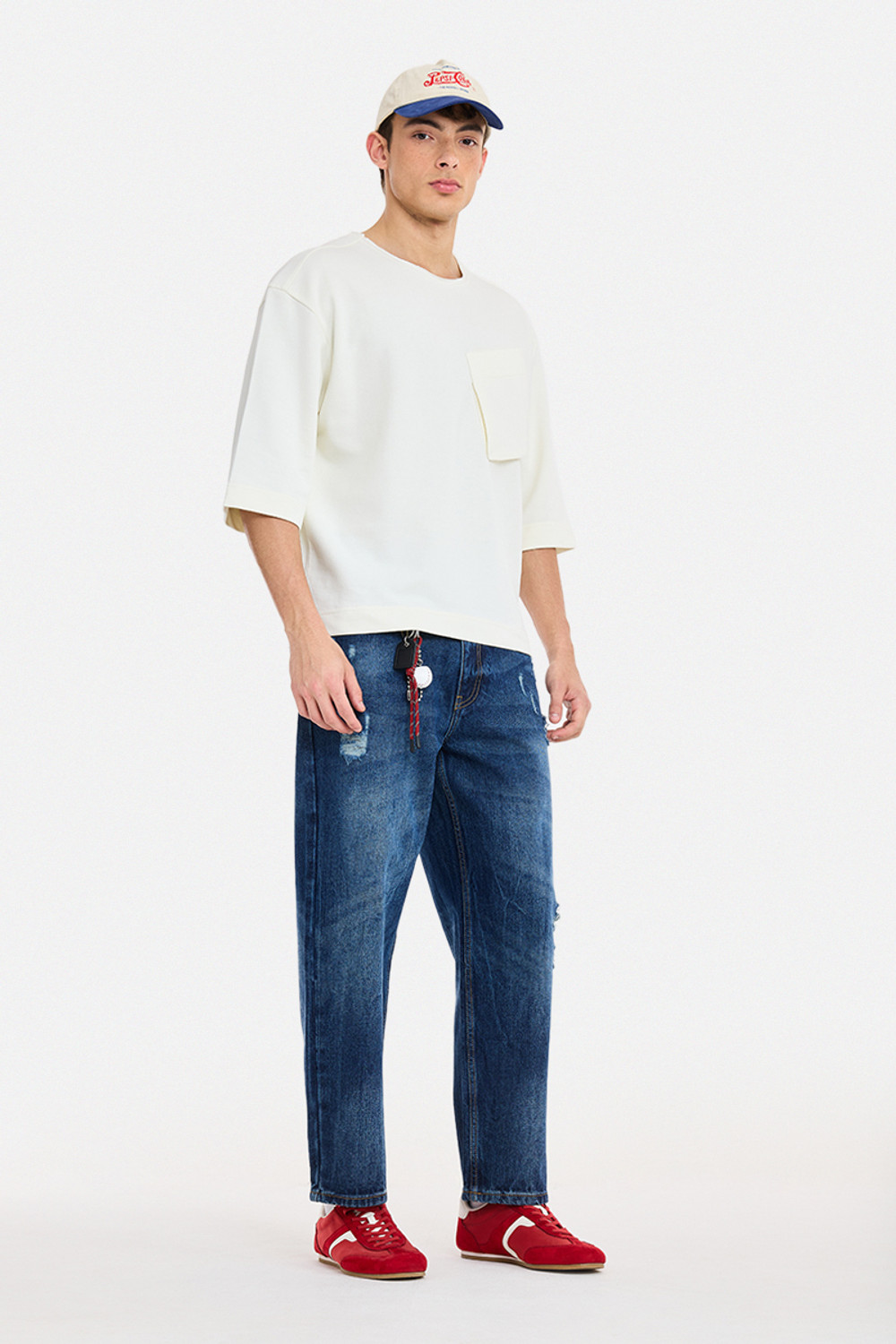 Image of Snitch Baggy Fit Men Dark Blue Jeans
