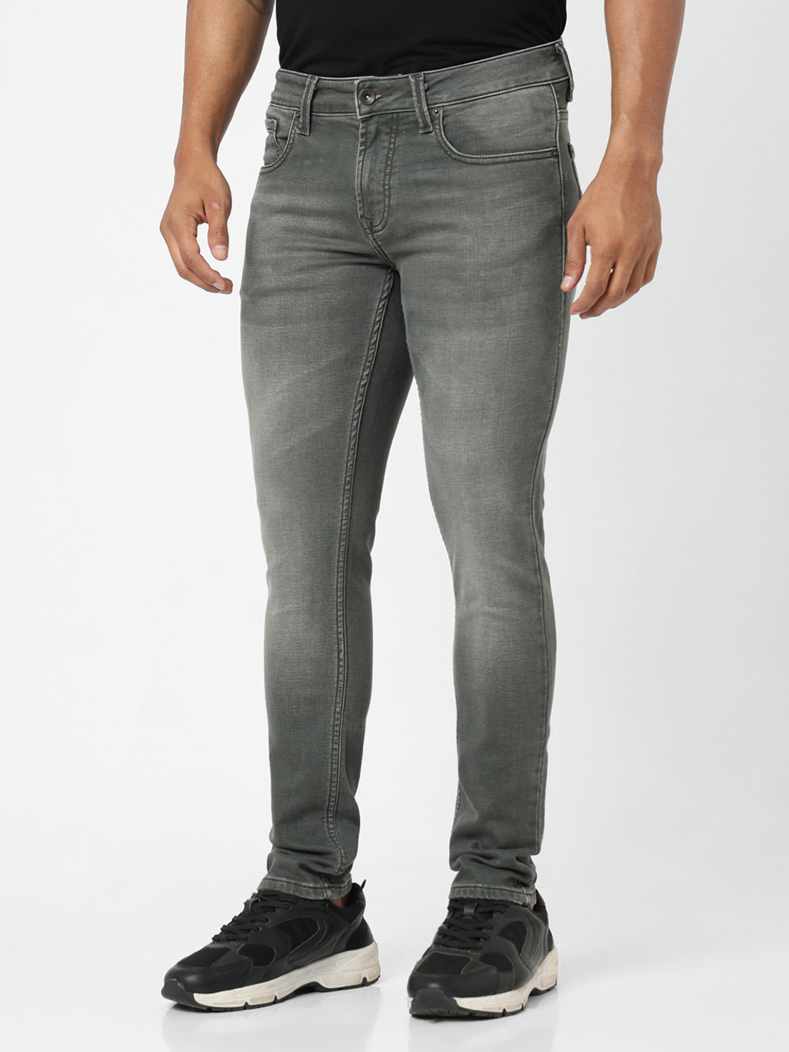 Image of Spykar Slim Men Grey Jeans