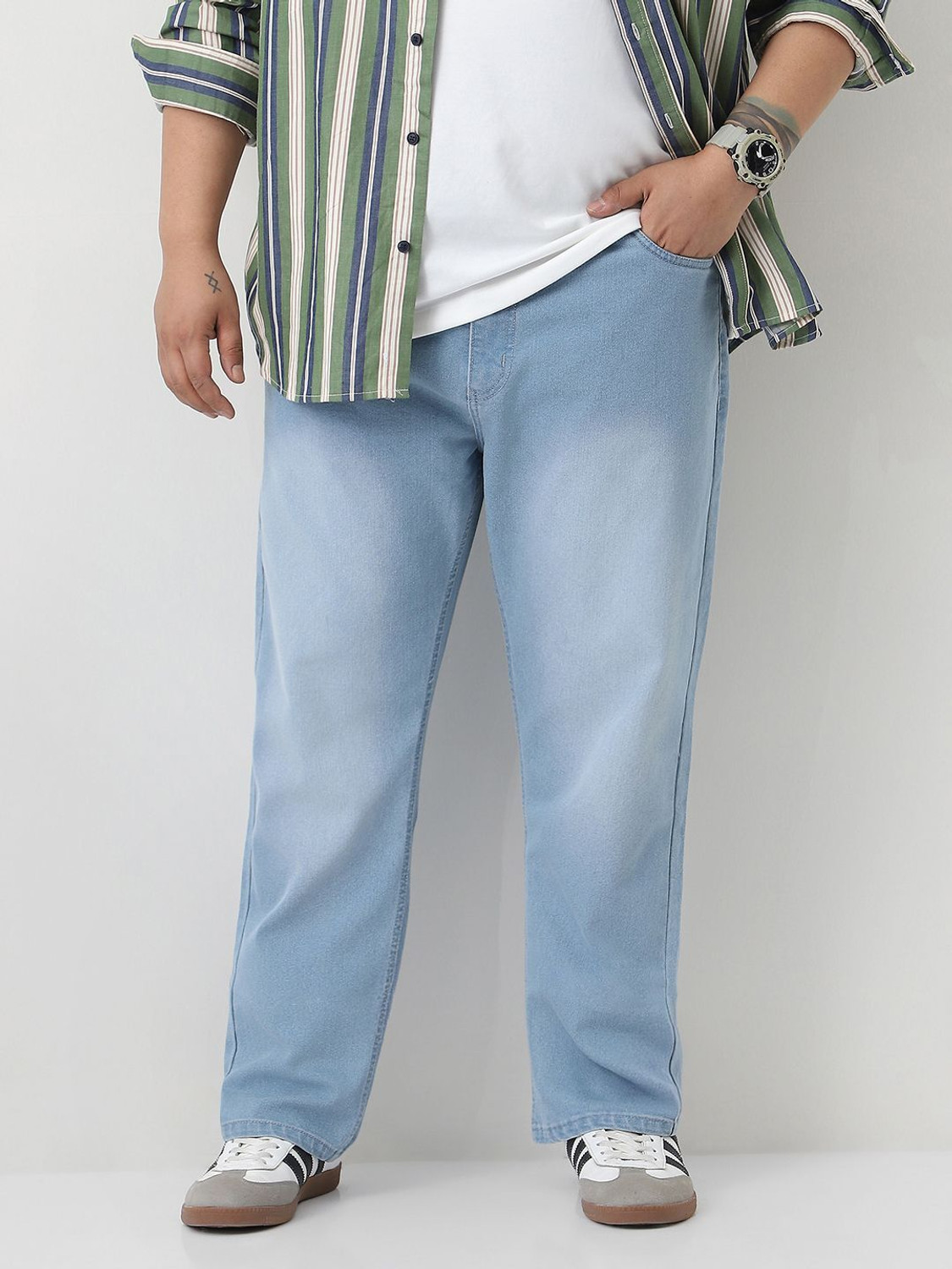 Image of Urbano Plus Straight Fit Men Light Blue Jeans