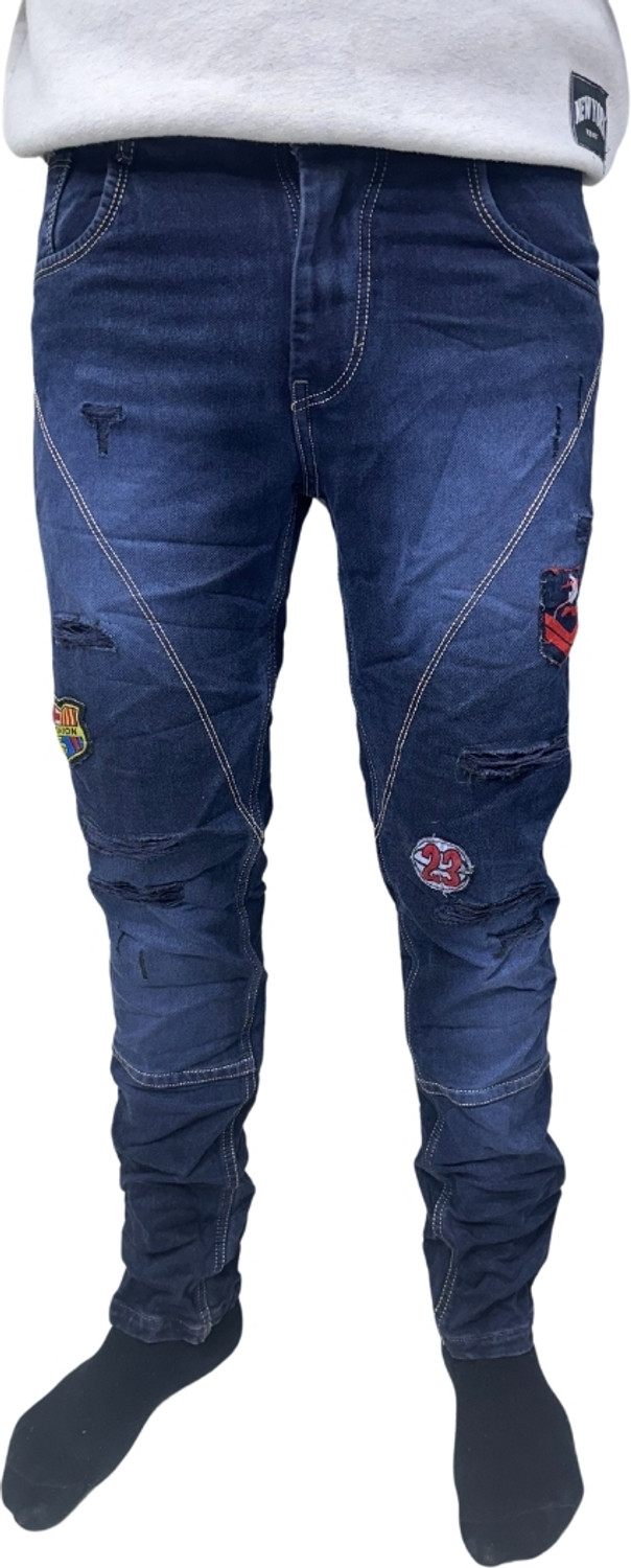 Image of Trimted Slim Men Dark Blue Jeans