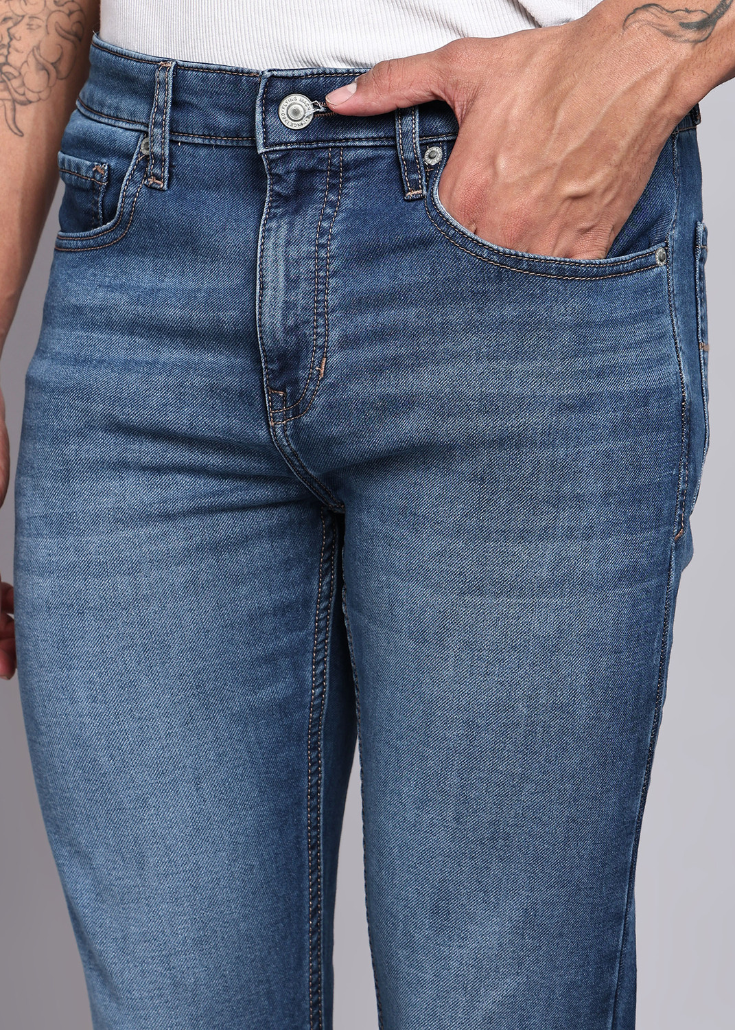 Image of FLYING MACHINE Skinny Men Dark Blue Jeans