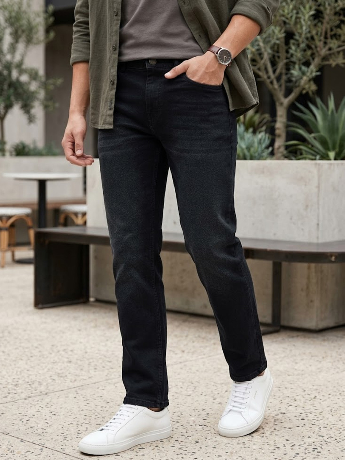 Image of Urbano Fashion Regular Men Black Jeans
