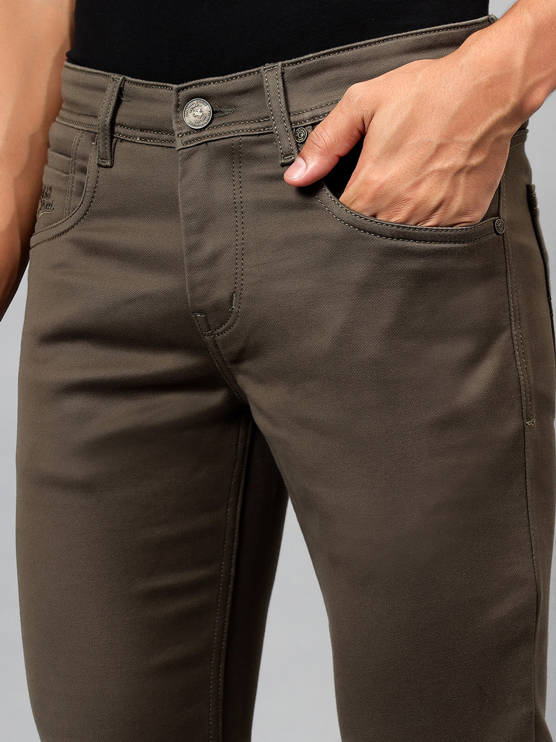 Image of CANTABIL Regular Men Dark Green Jeans