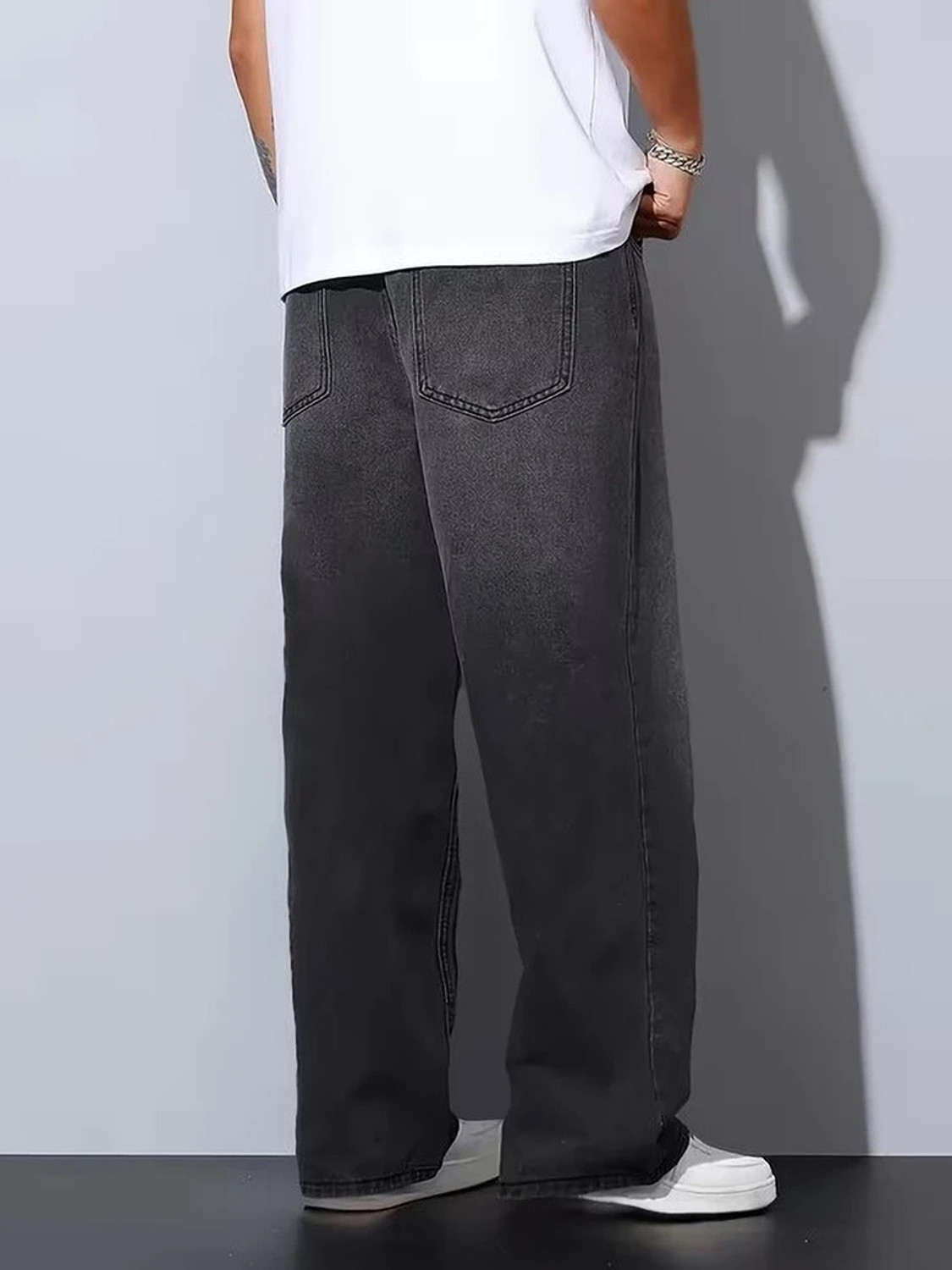 Image of angerlook Baggy Fit Men Black Jeans