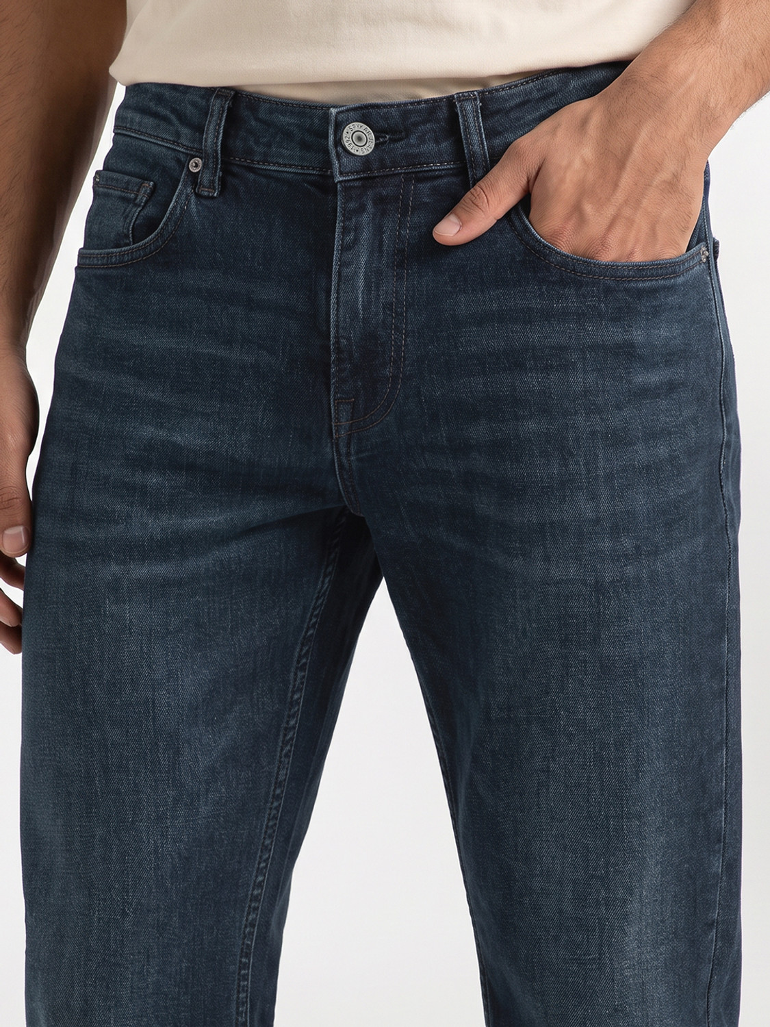 Image of Spykar Men Slim Low Rise Dark Blue Jeans