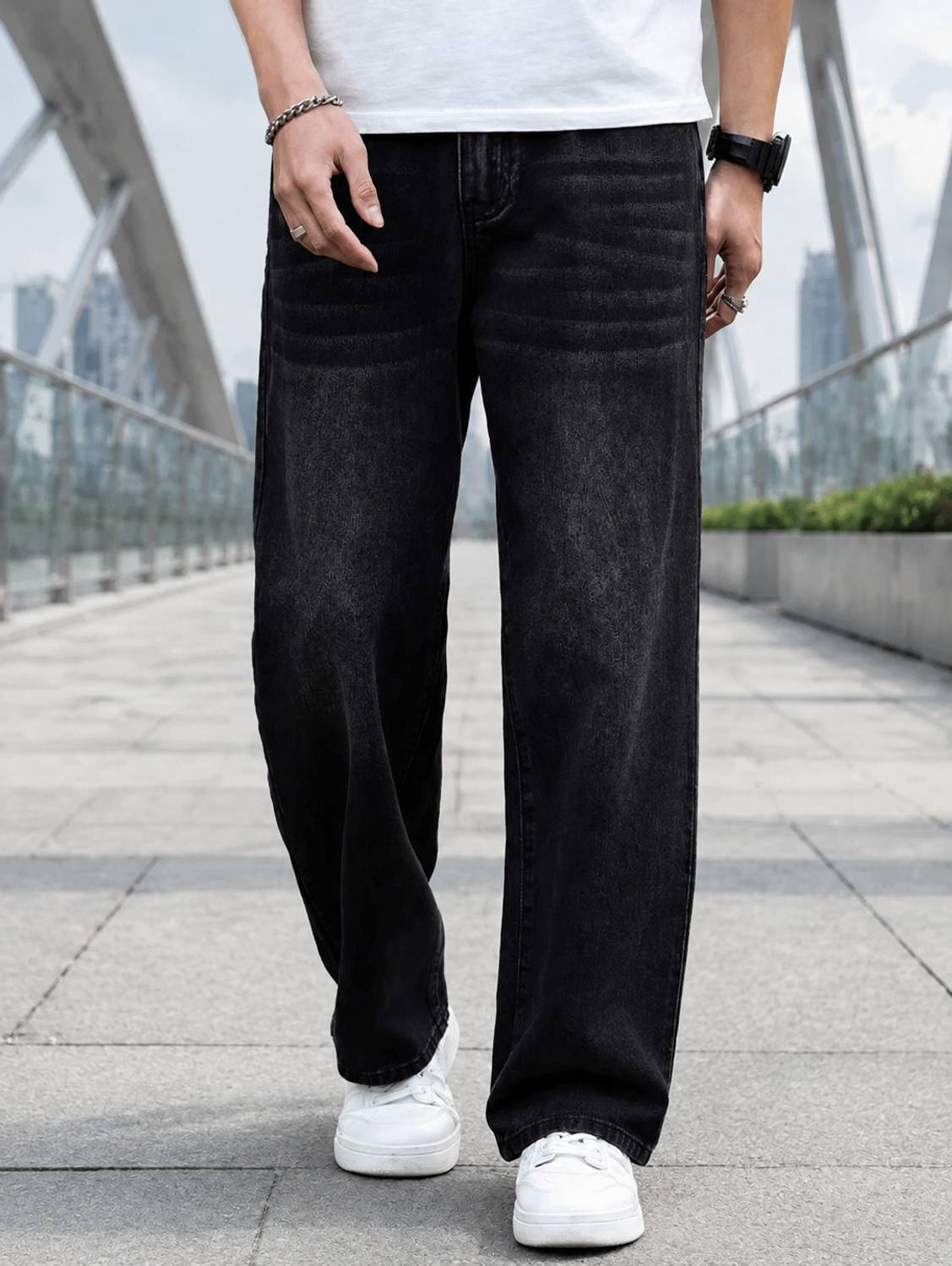 Playfeel Straight Fit Black Jeans - Image 1