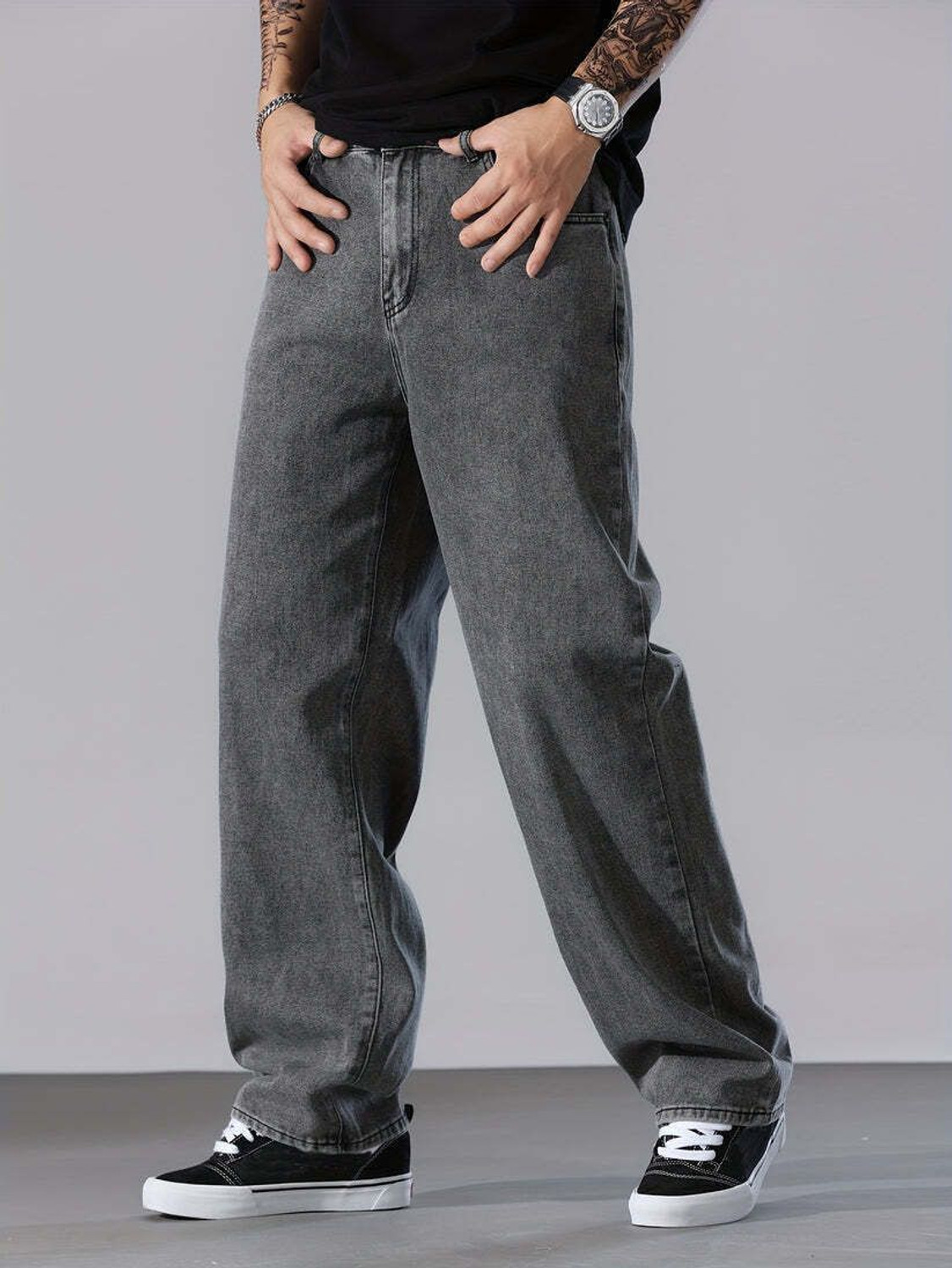 Image of JAARA Relaxed Fit Men Grey Jeans